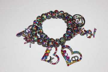 Multicolored Rhinestone 2 Piece Charm Bracelet Set
