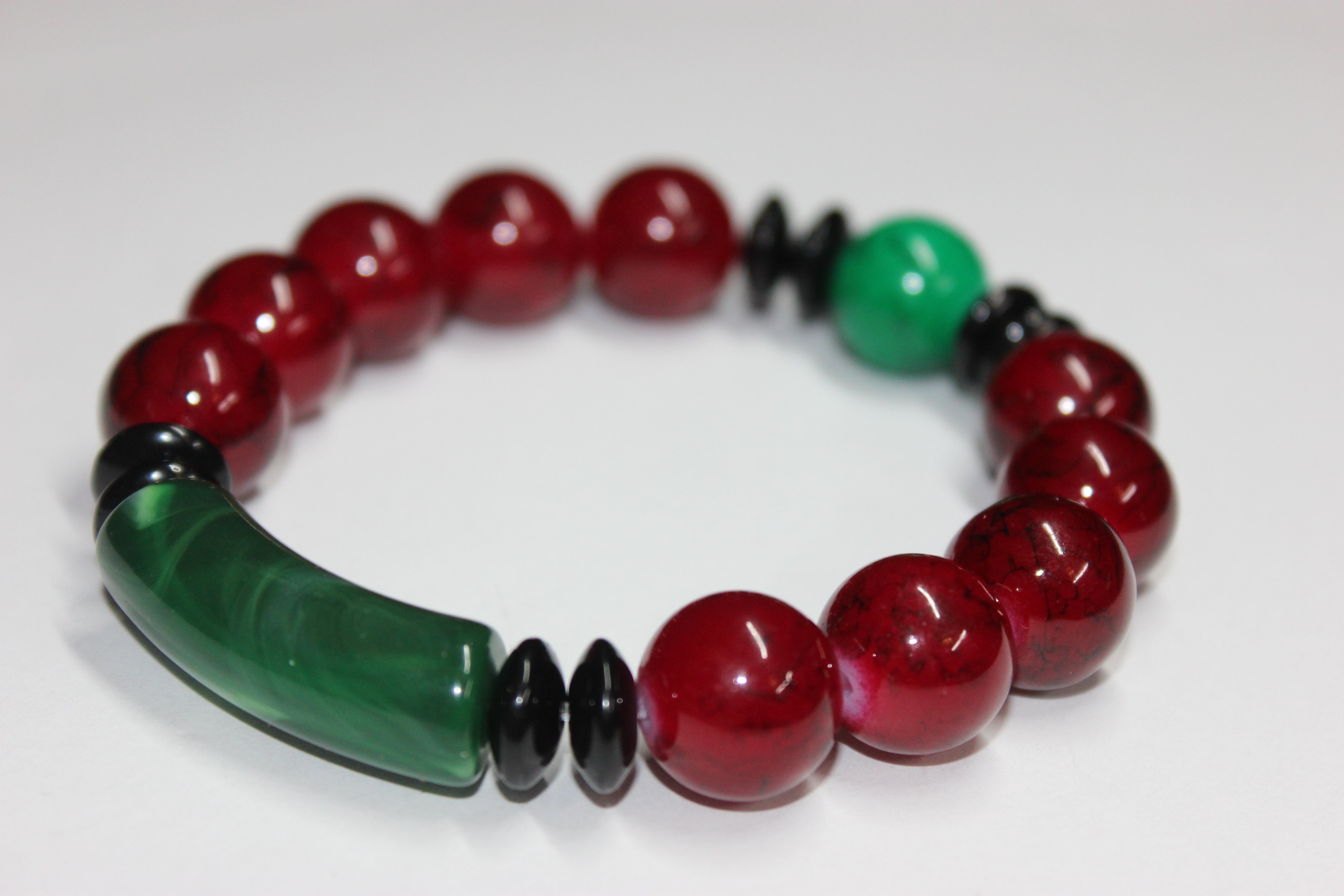 Red/Green/Black Beaded Bracelet