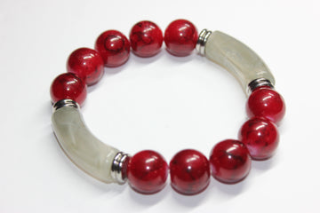 Grey & Red Onrè Beaded Bracelet