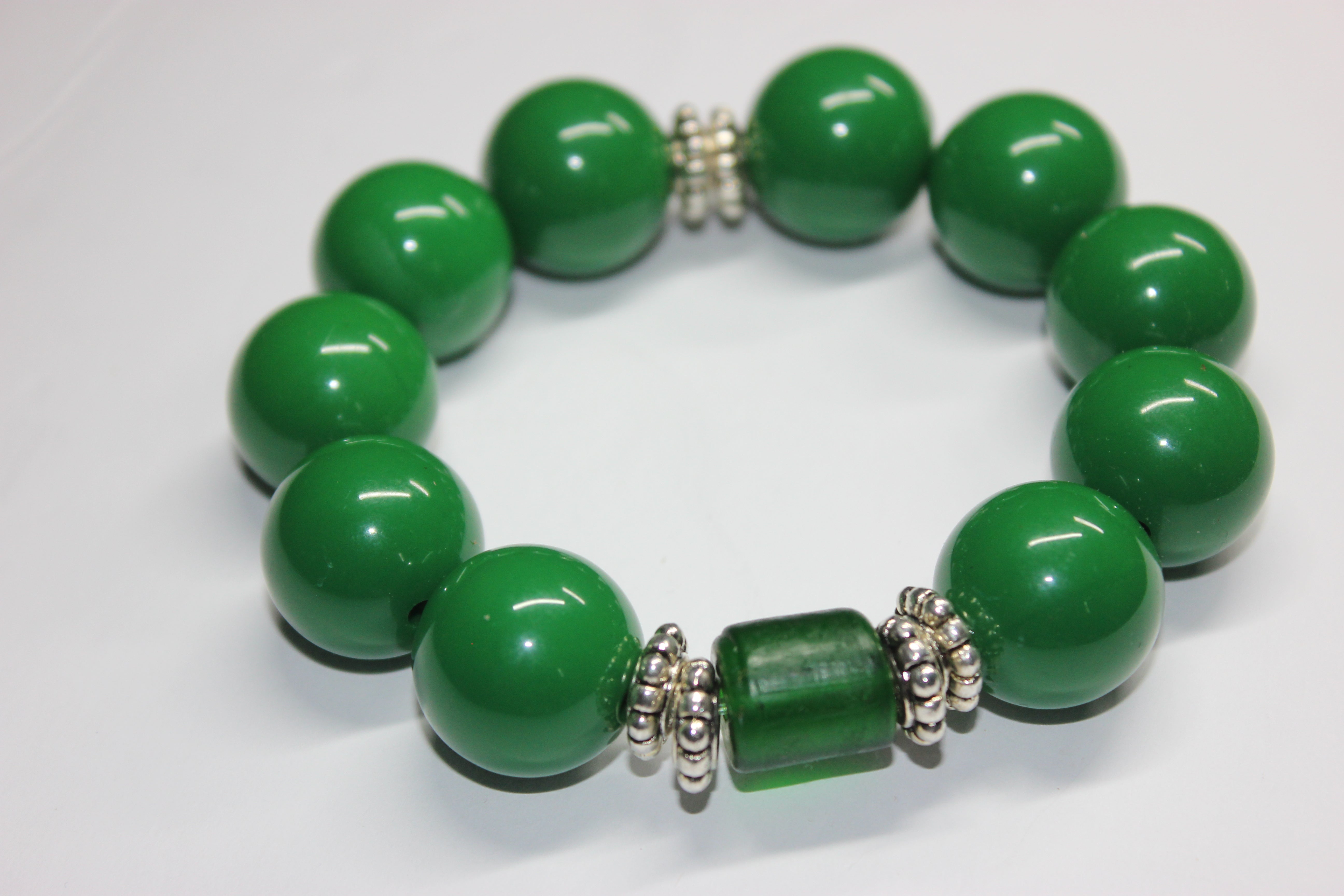 Large Green Beaded Bracelet