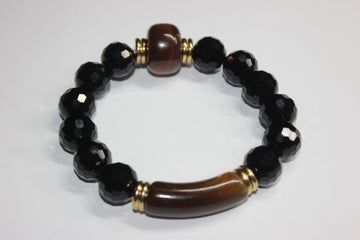 Brown Black & Gold Black Ice Beaded Bracelet