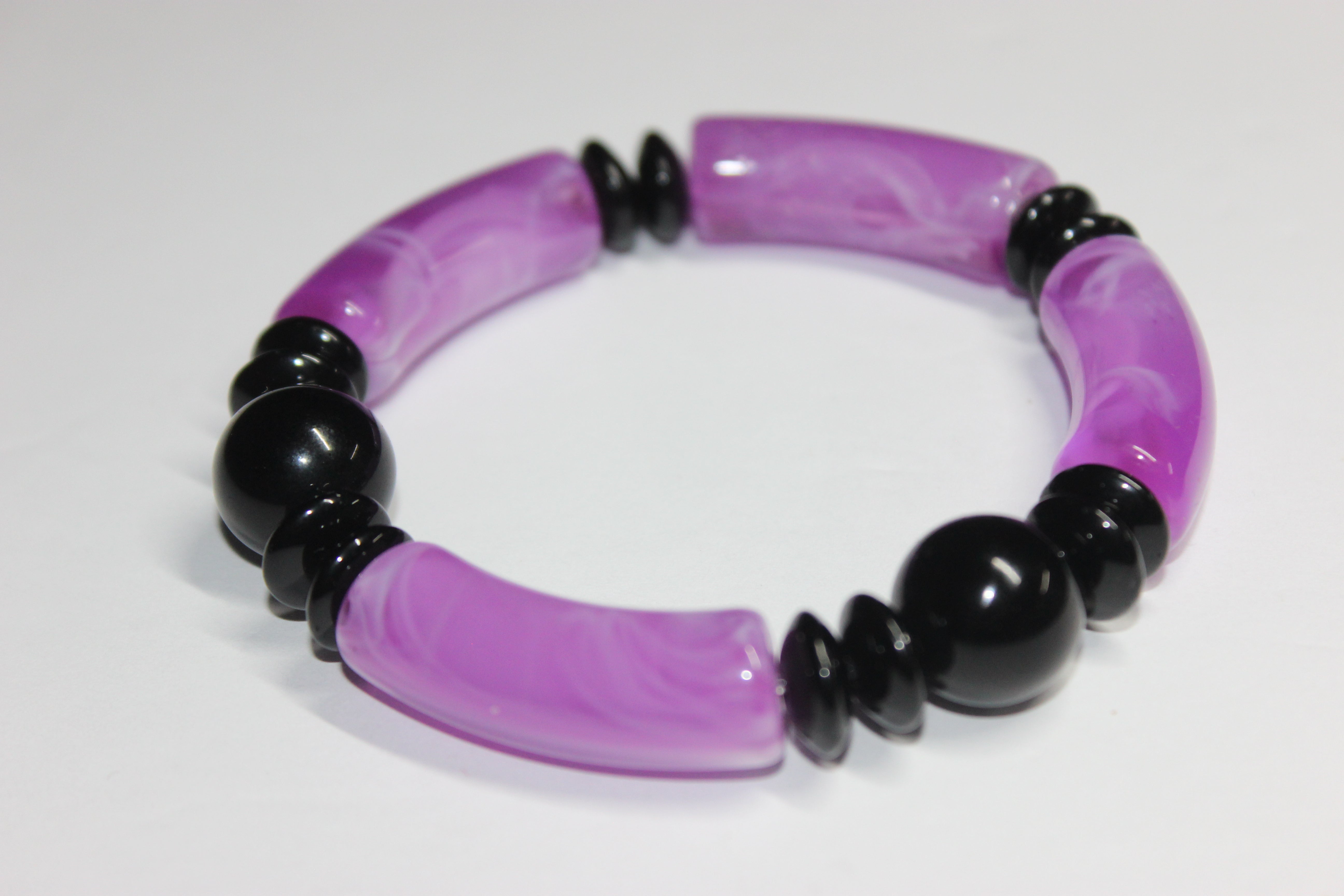 Black & Purple Beaded Bracelet