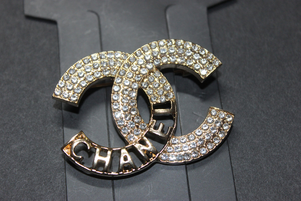 Gold & Rhinestone Brooch Pin