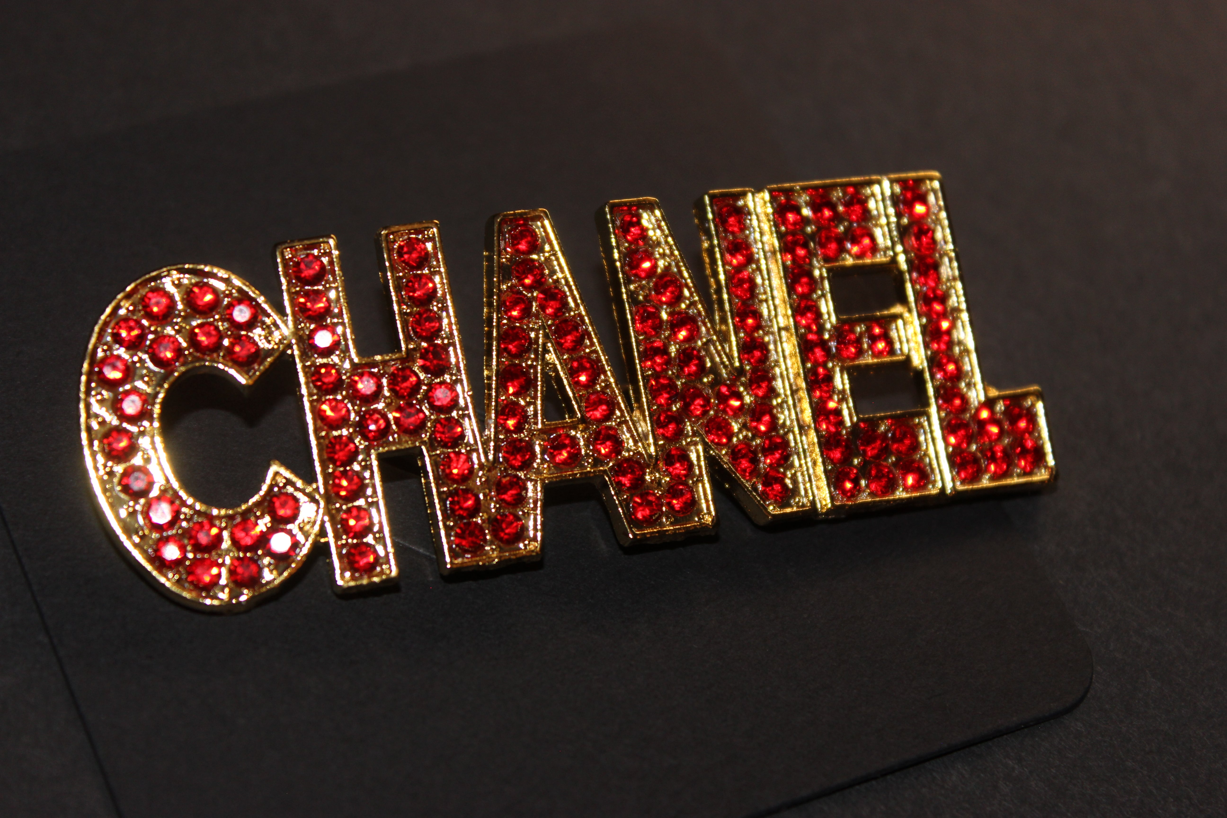 Red & Gold Rhinestone Brooch Pin