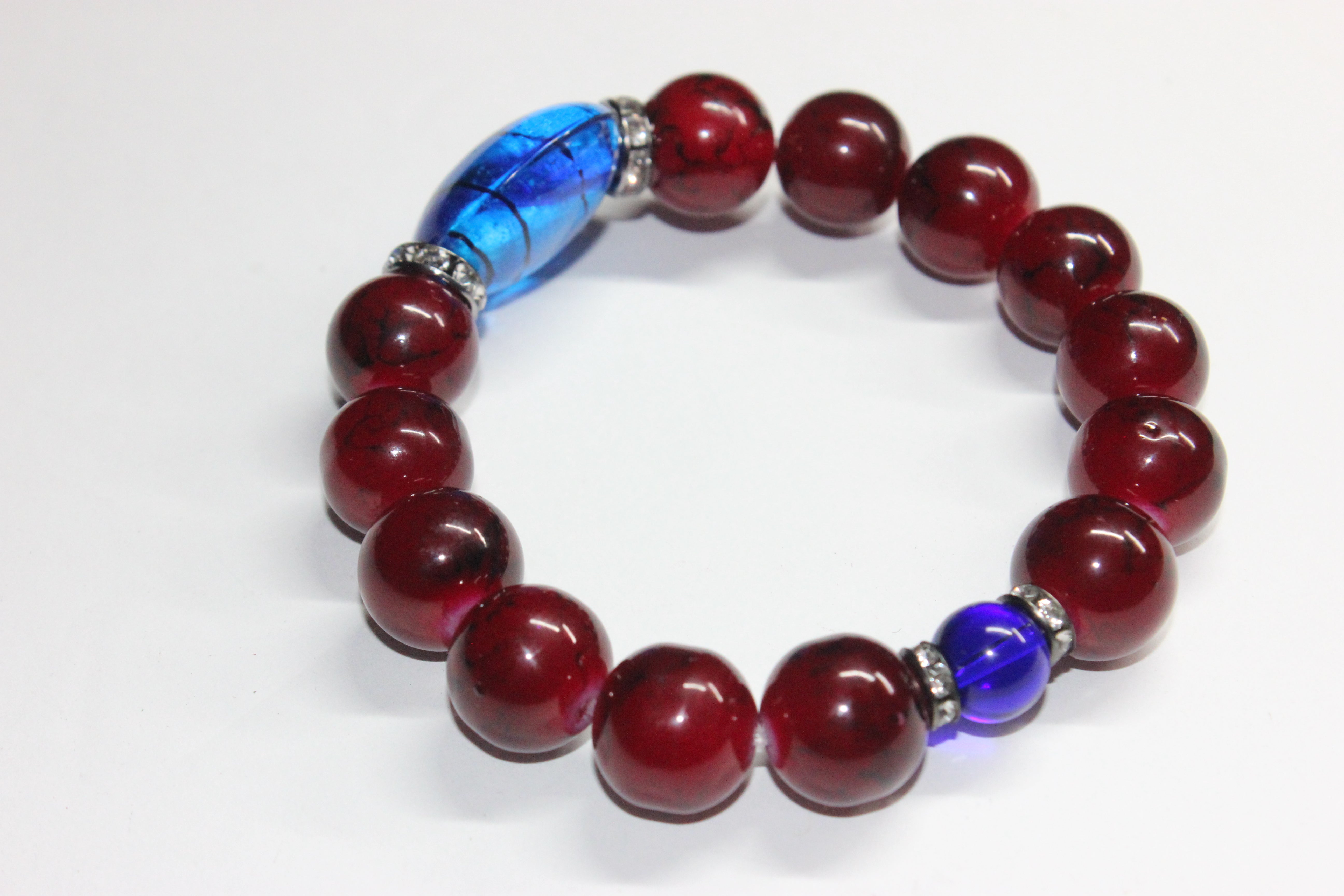 Red & Blue Beaded Bracelet
