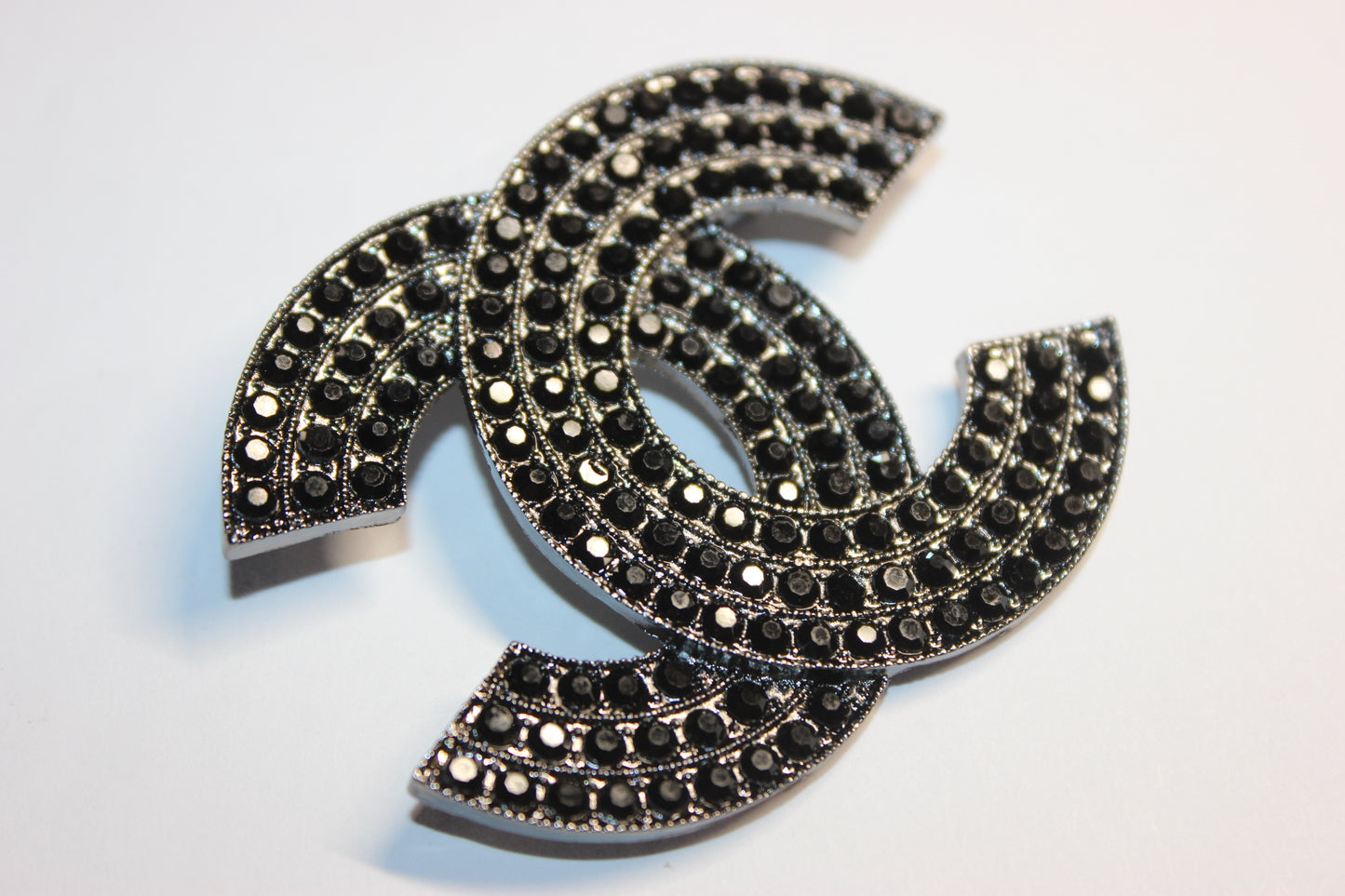 Black Rhinestone Brooch Pin