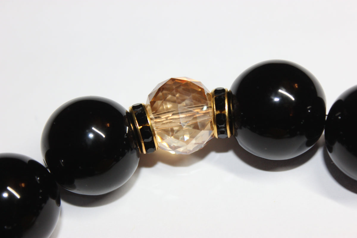 Shades Of Topaz & Black Large Beaded Bracelet
