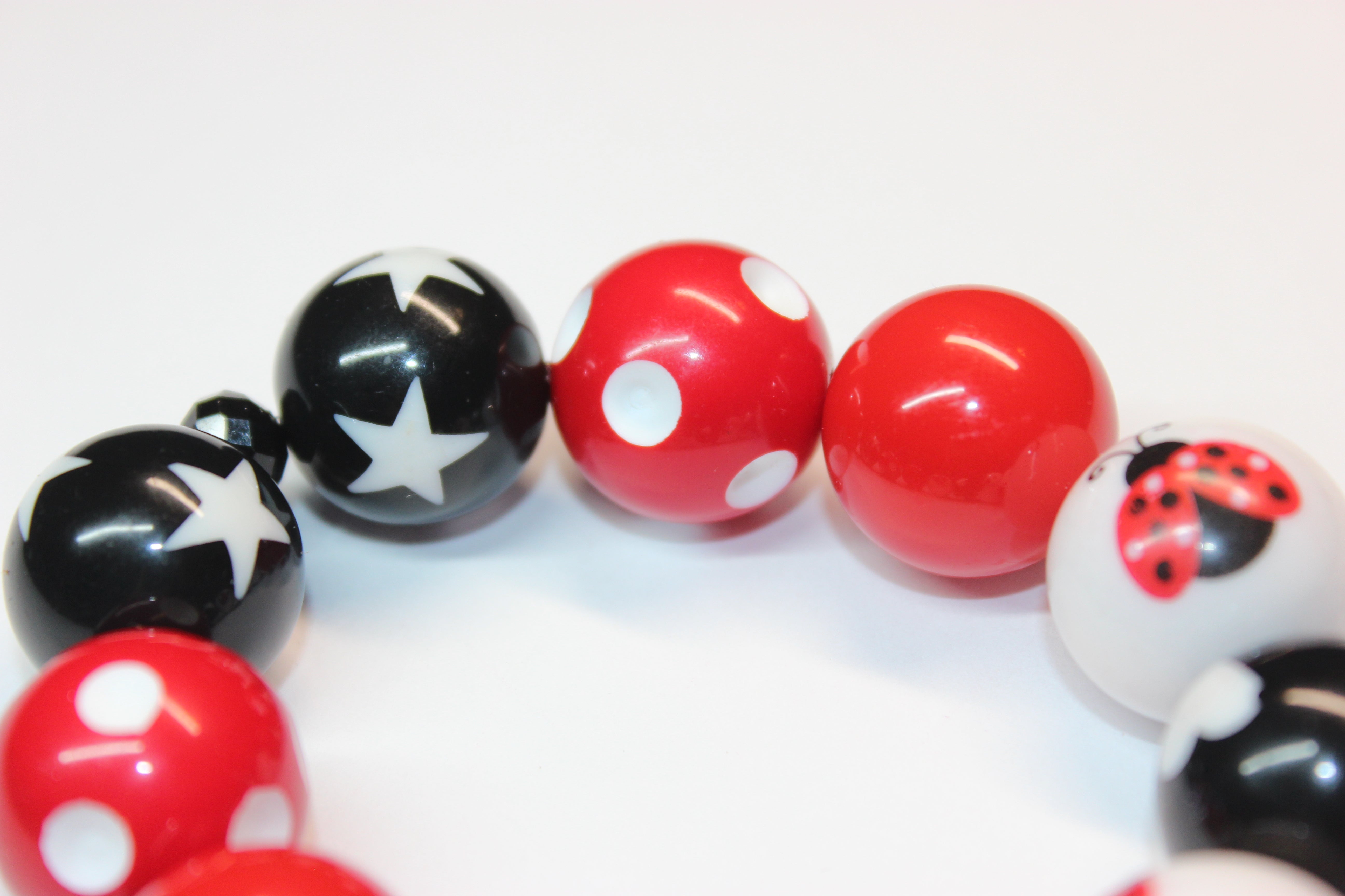 Red White & Black Ladybug Bracelet