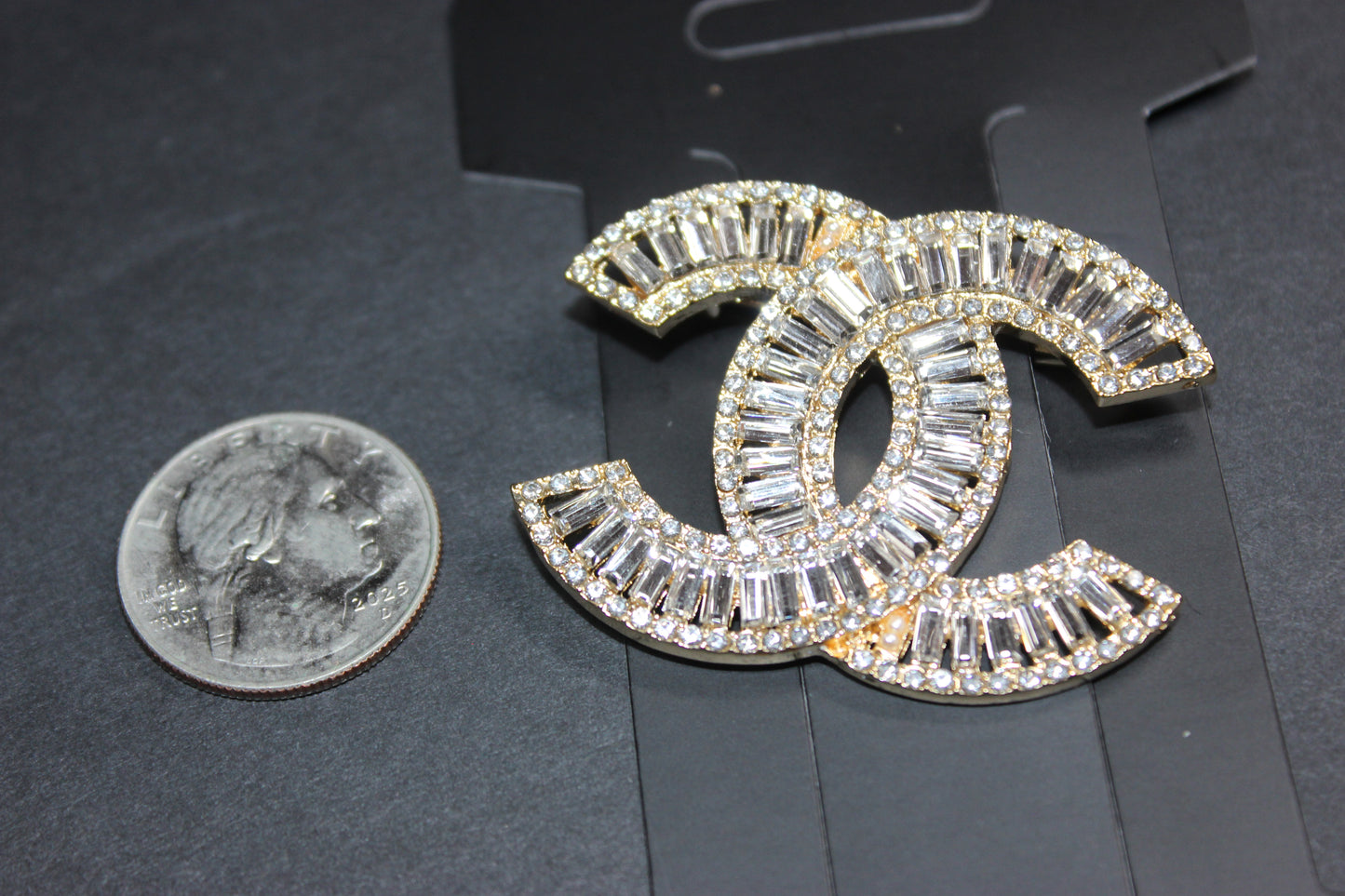Gold & Rhinestone Brooch Pin