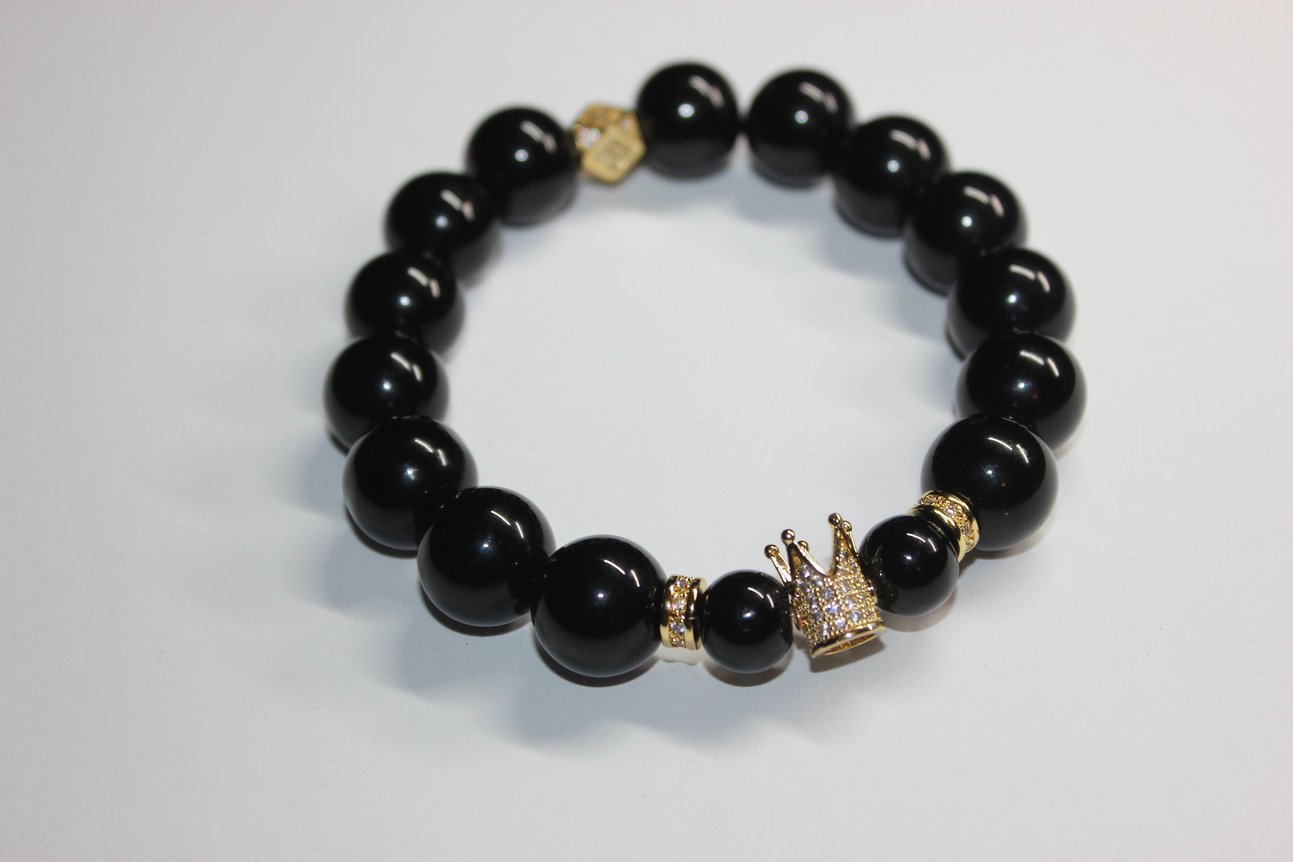 💪🏽MENSWEAR💪🏽 Black & Gold Upright Crown Bracelet