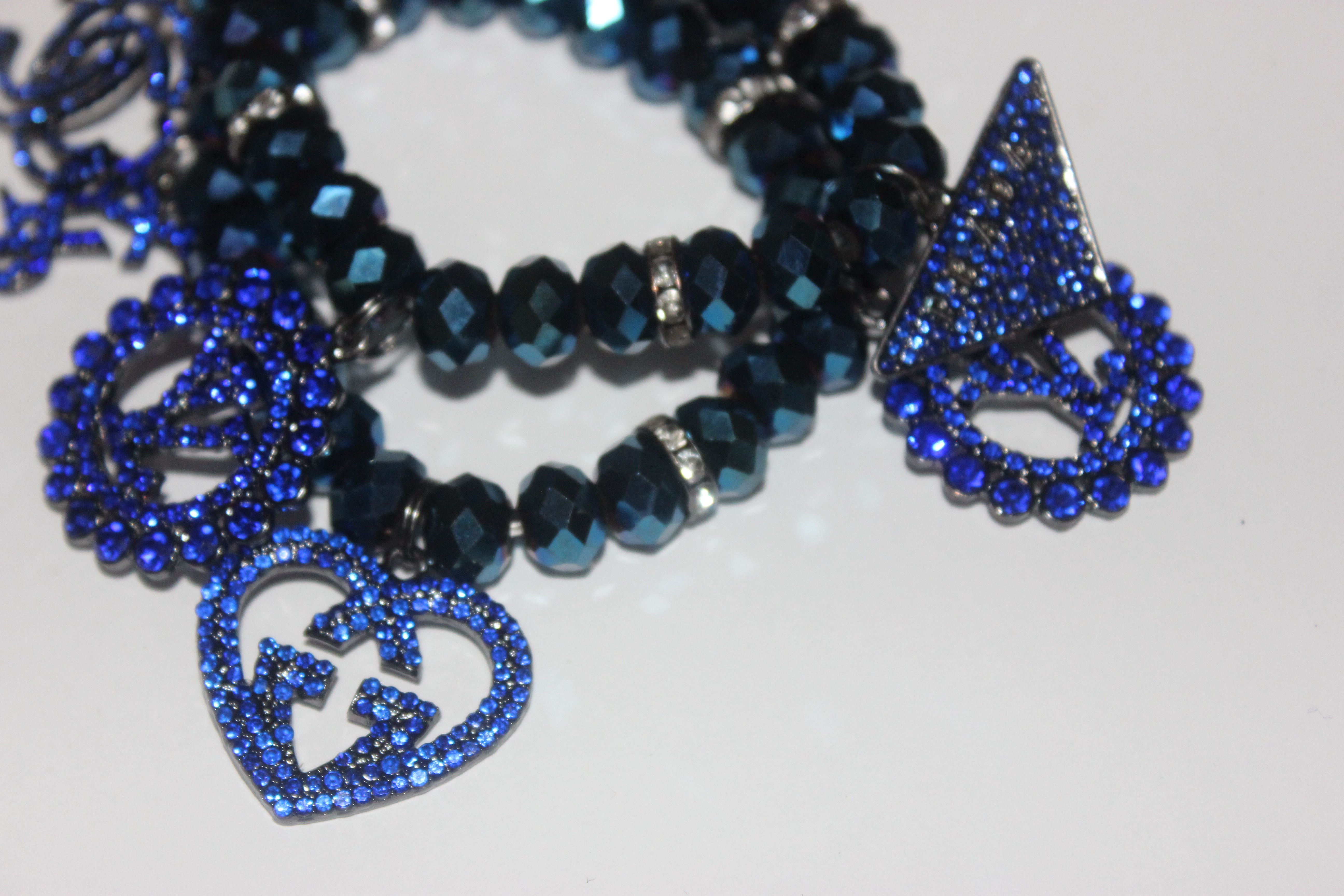 Electric Blue Crystal 2 Piece Charm Bracelet Set