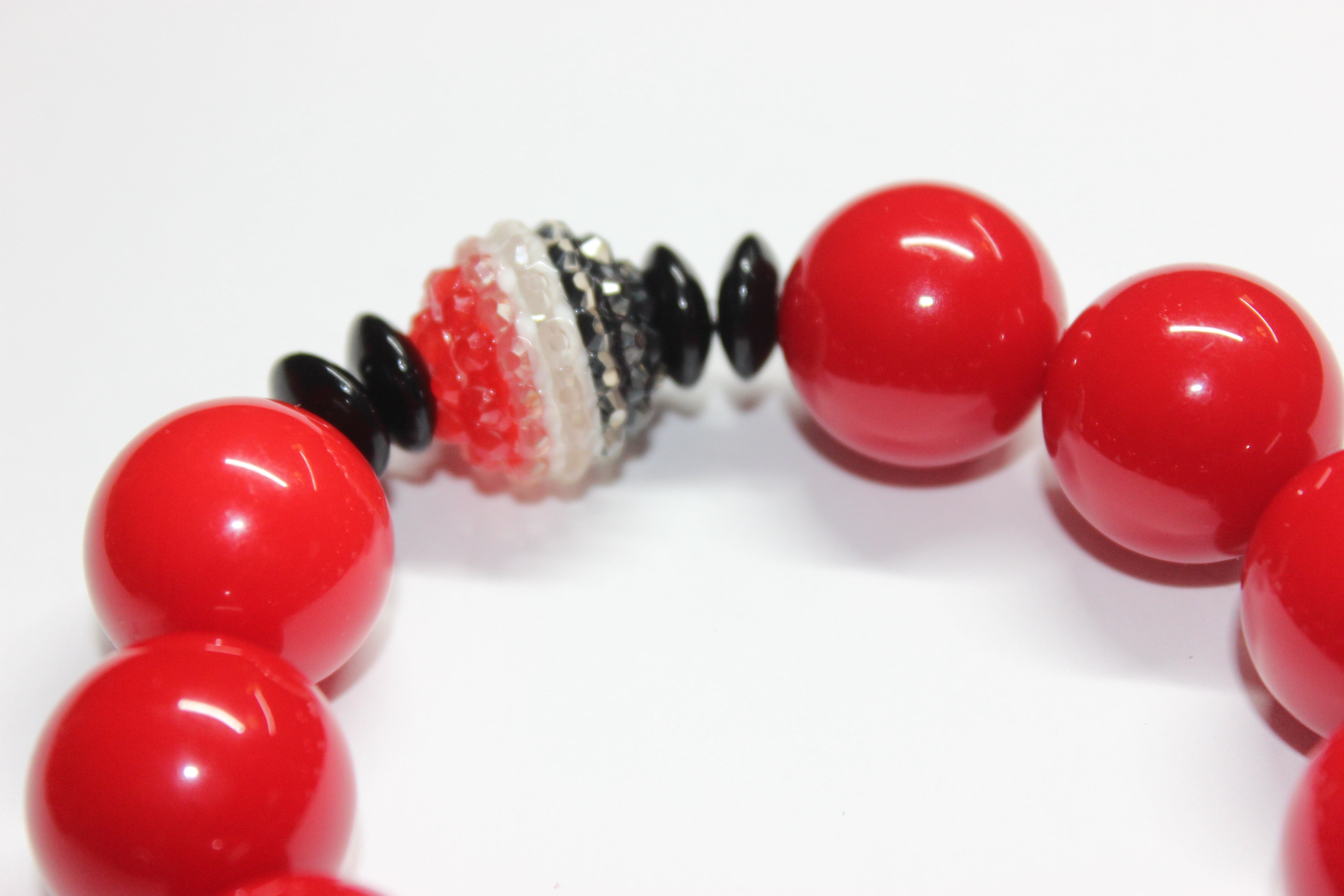 Red Black & White Beaded Bracelet