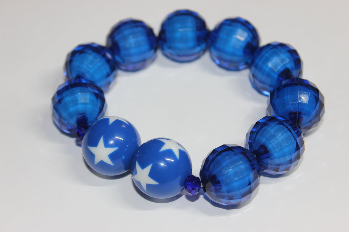 Royal Blue & White Large Beaded Bracelet
