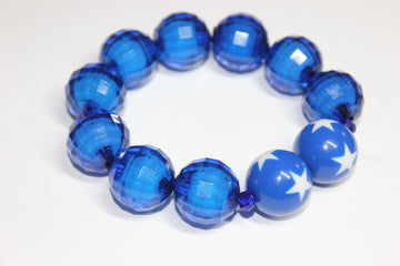 Royal Blue & White Large Beaded Bracelet