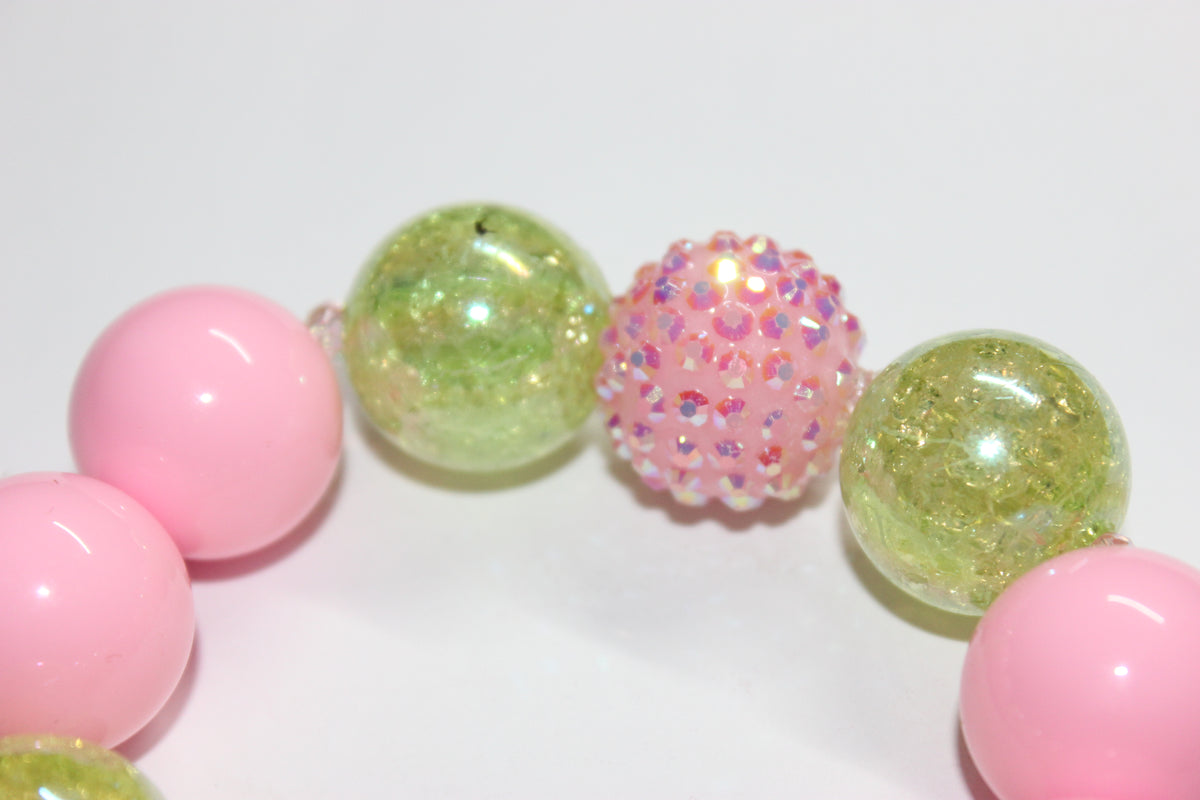 Shades Of Pink & Green Large Beaded Bracelet