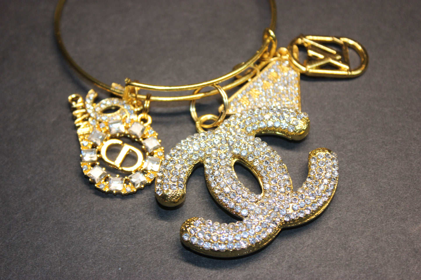 5 CHARM GOLD BANGLE BRACELET