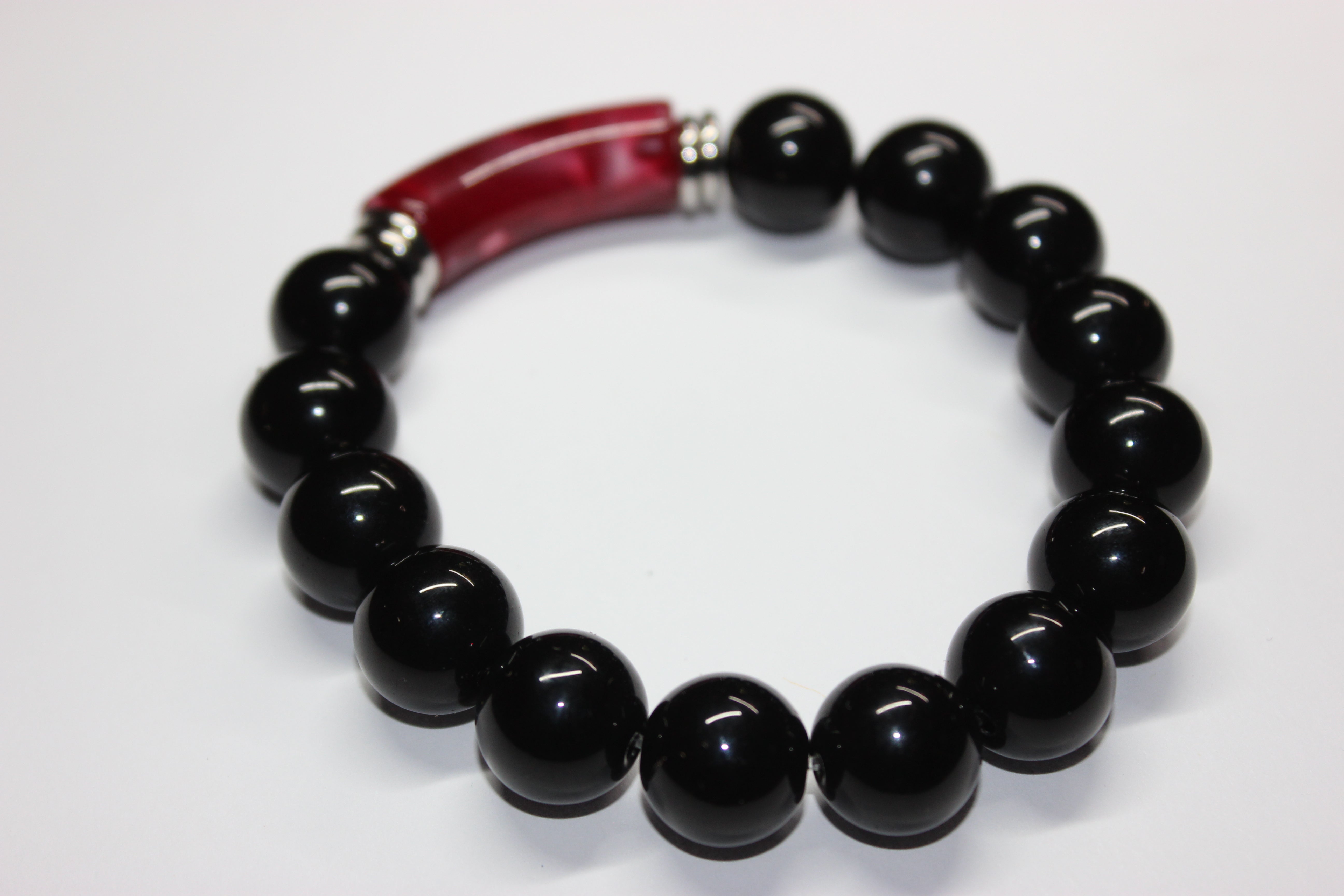 Black Cherry & Silver Beaded Bracelet