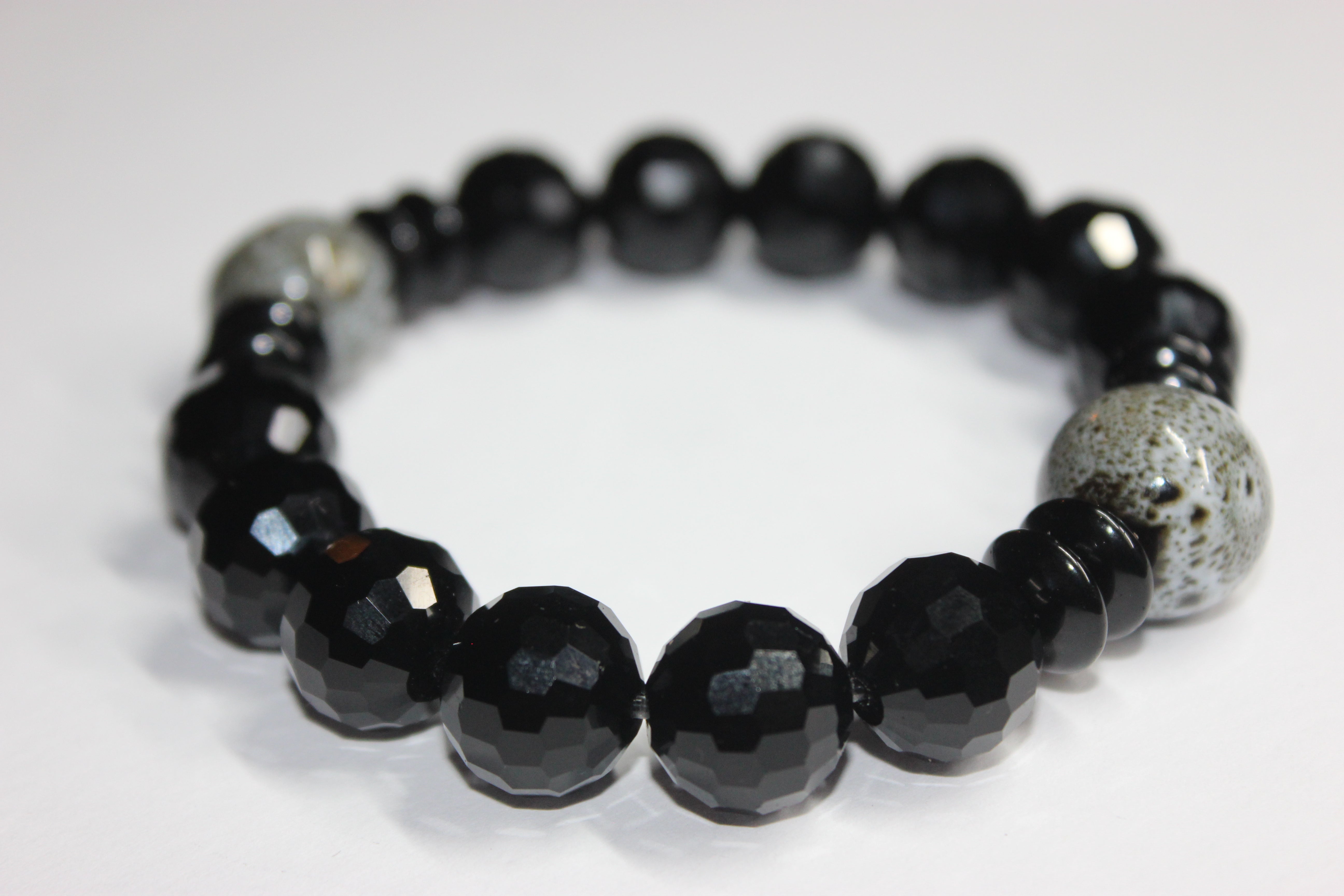 Black Ice with Grey Beaded Bracelet