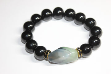 Black Green w/ Gold Beaded Bracelet