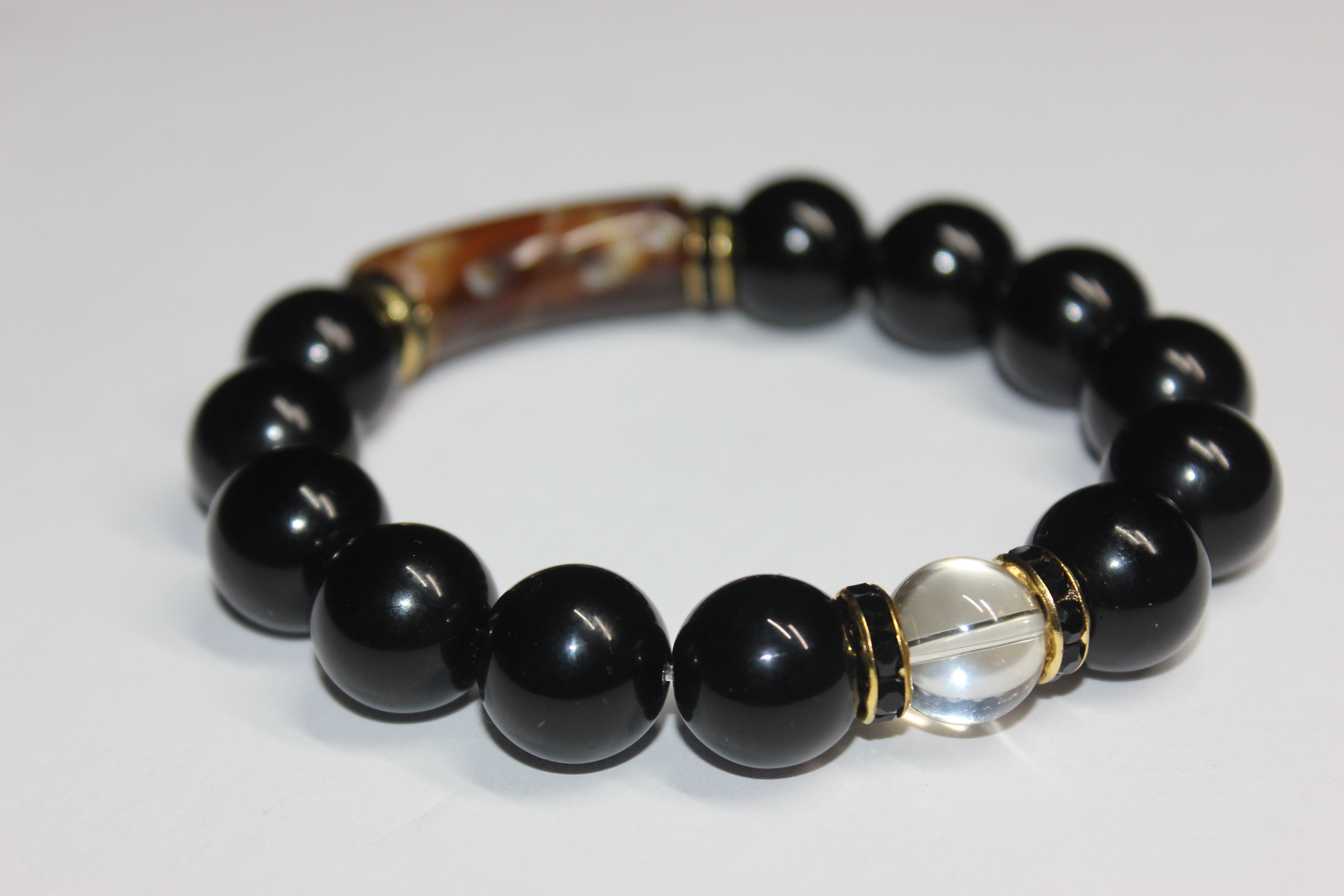 Black Brown with Gold Beaded Bracelet