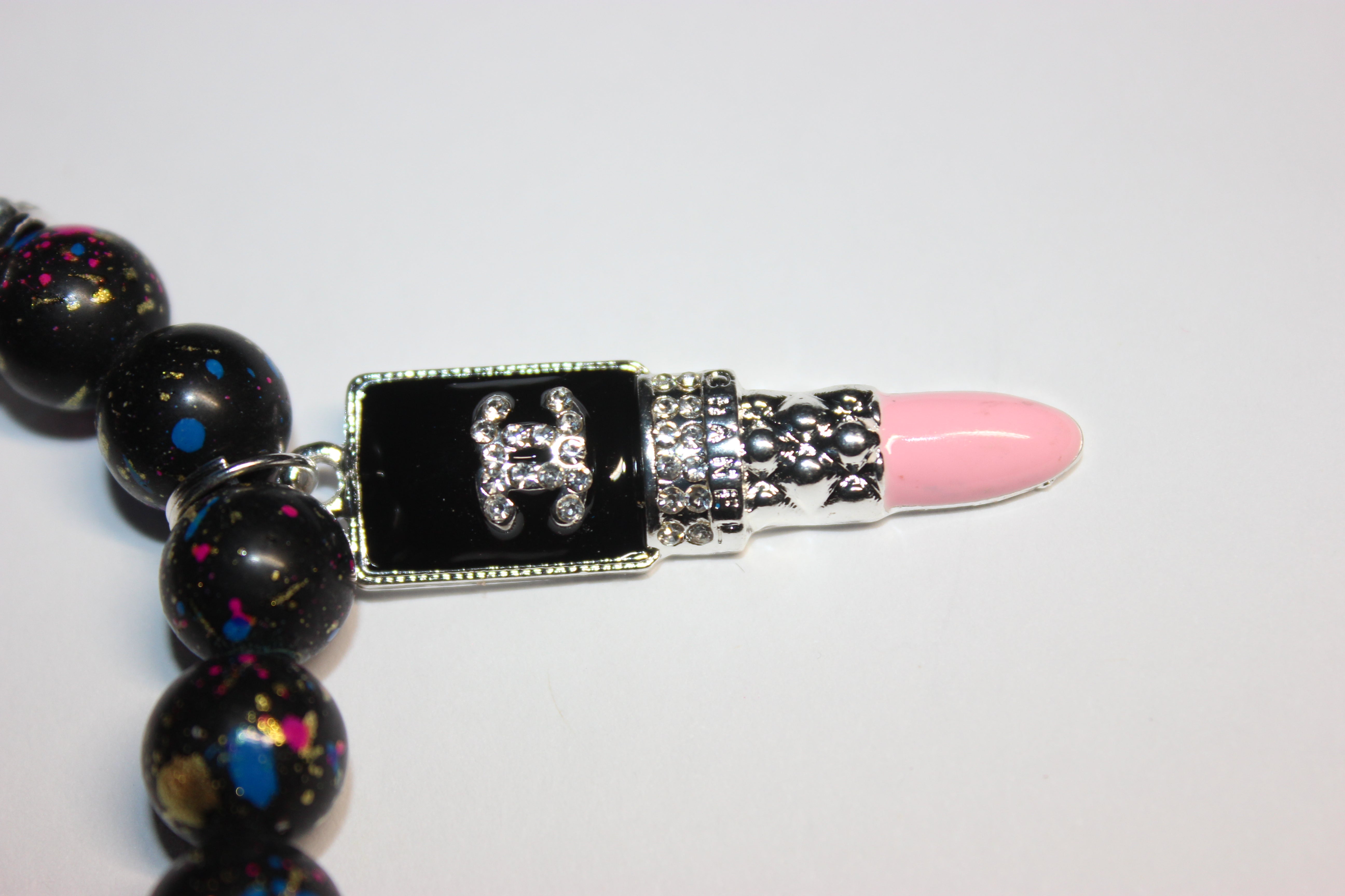 Black Pink & White Charm Bracelet (1)