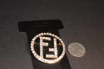 Gold & Rhinestone Brooch Pin