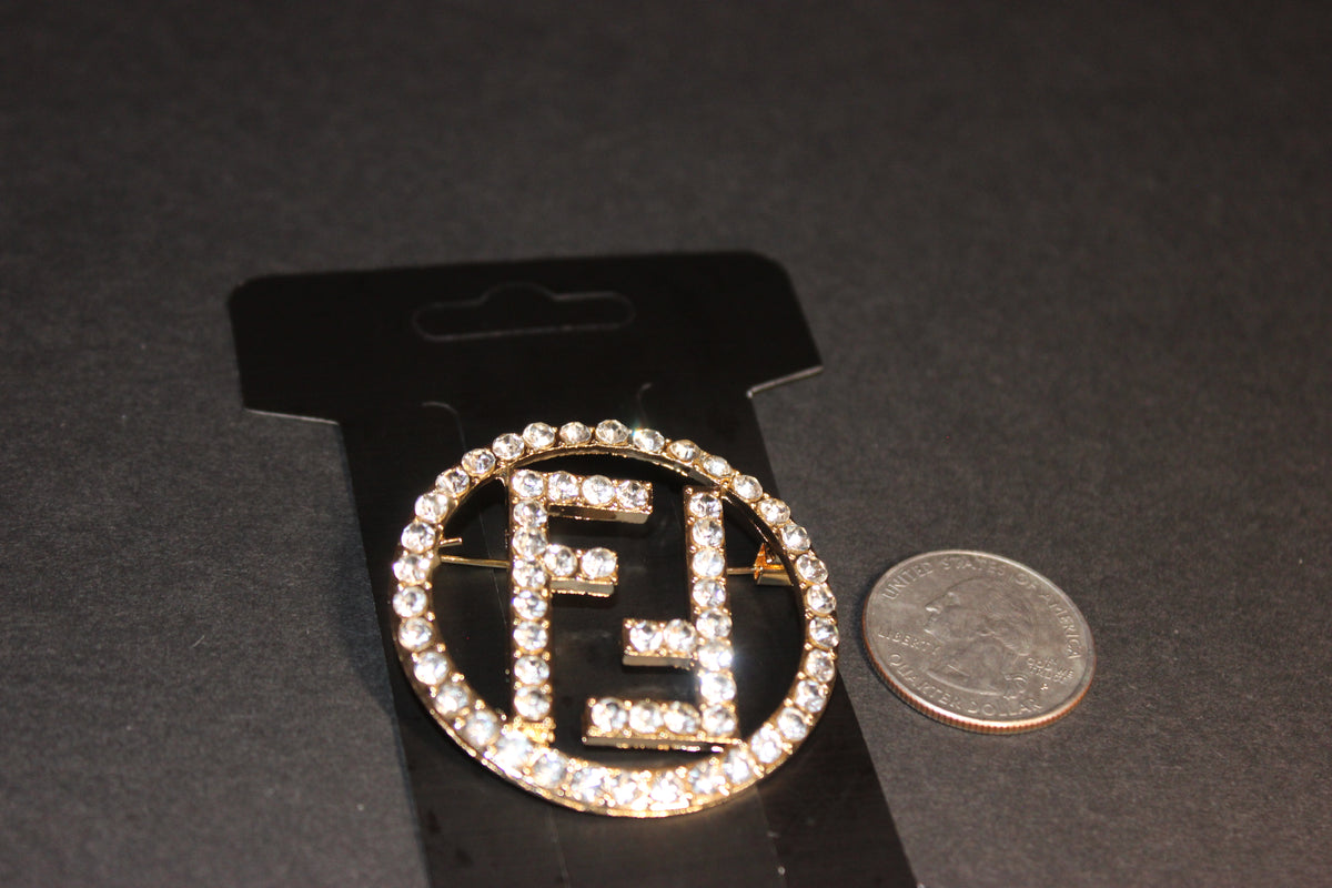Gold & Rhinestone Brooch Pin