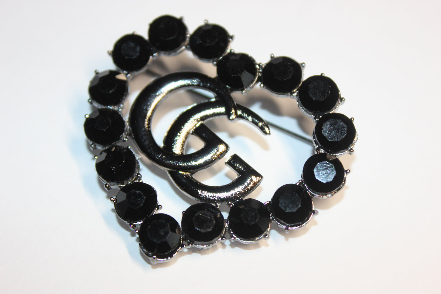 Black Rhinestone Brooch Pin