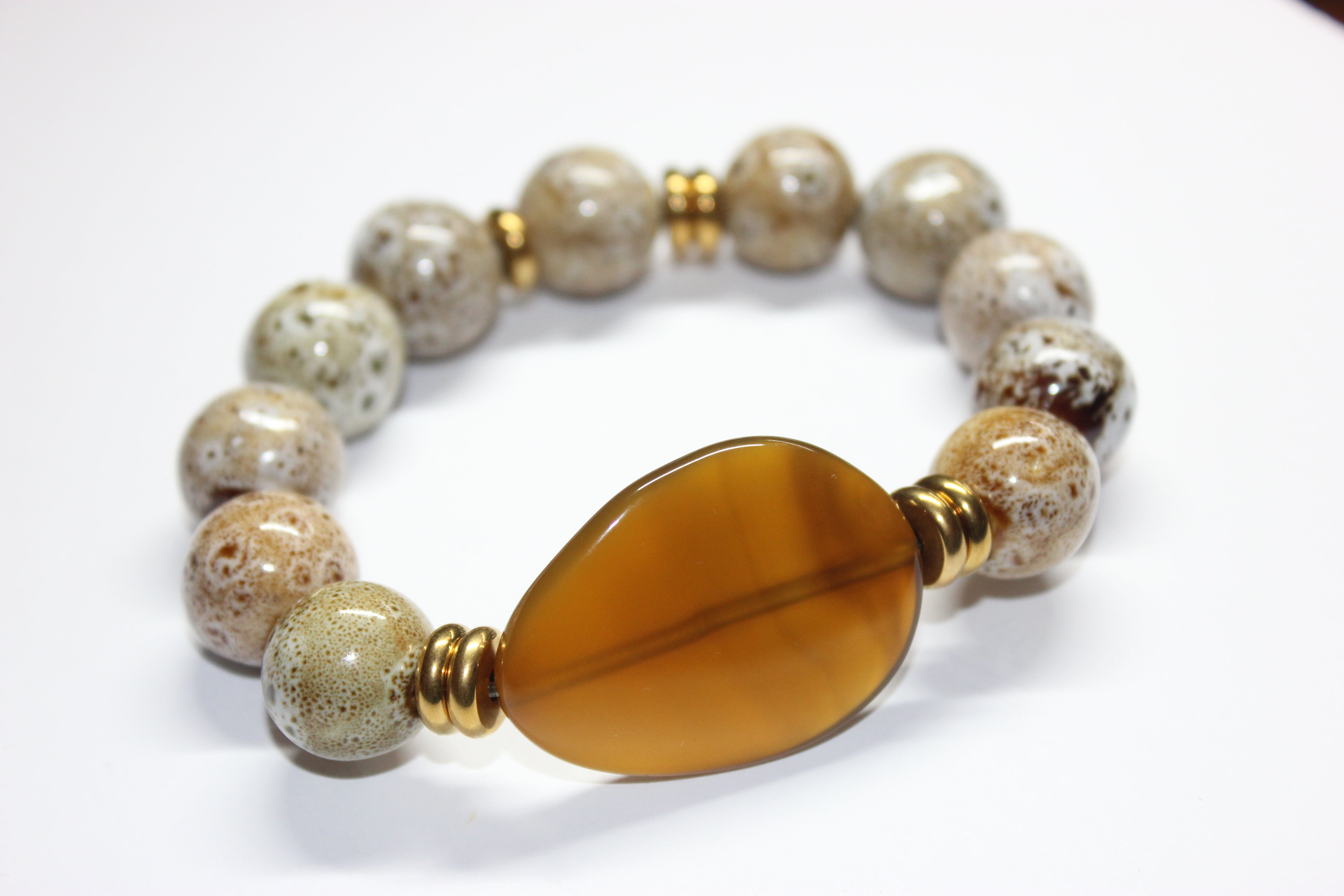 Beige Brown & Gold Bracelet