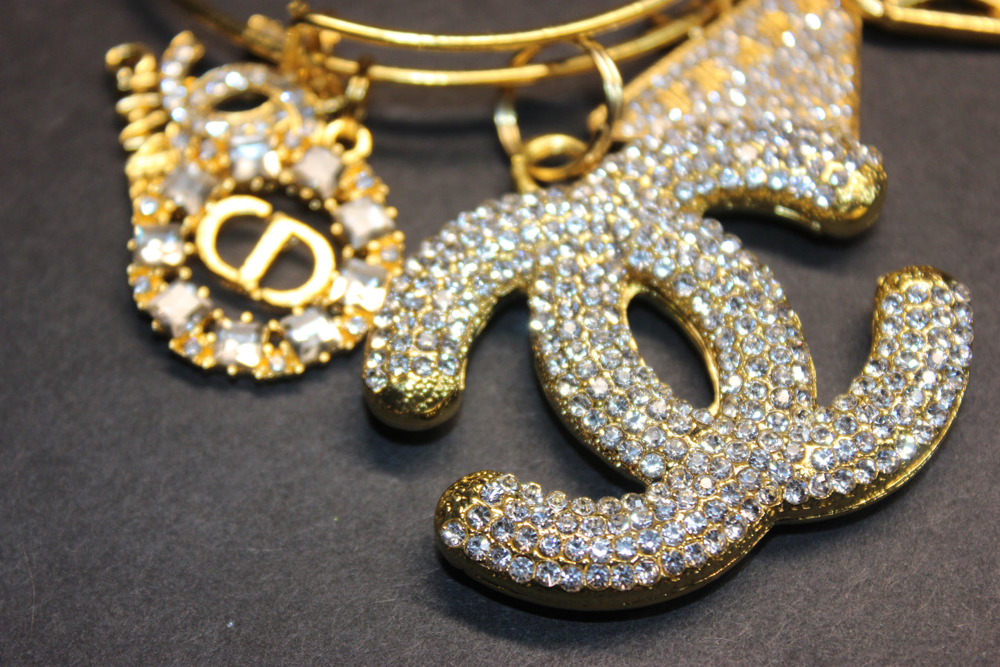 5 CHARM GOLD BANGLE BRACELET