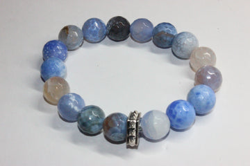Shades Of Blue Beaded Bracelet set in silver