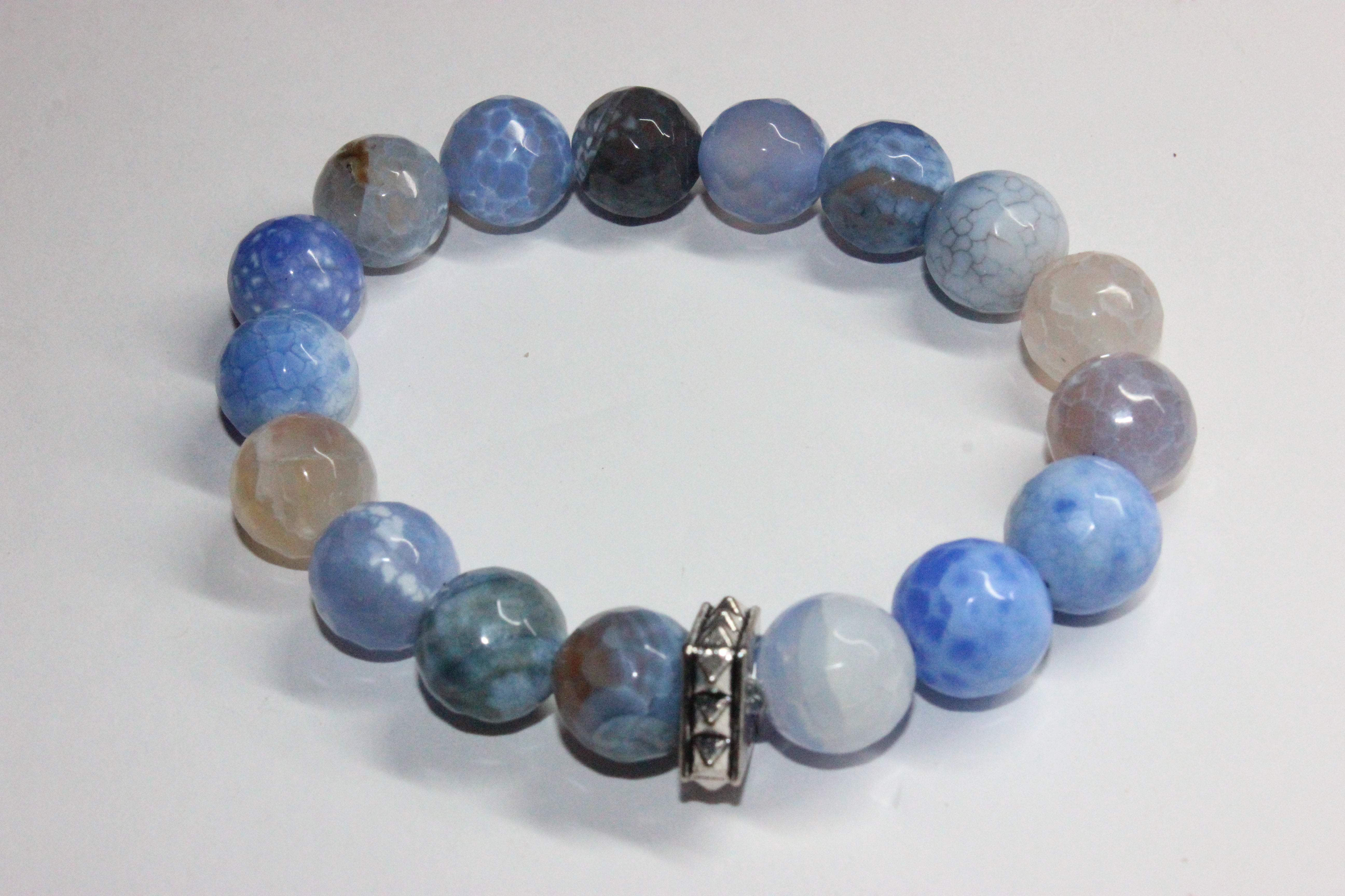 Shades Of Blue Beaded Bracelet set in silver