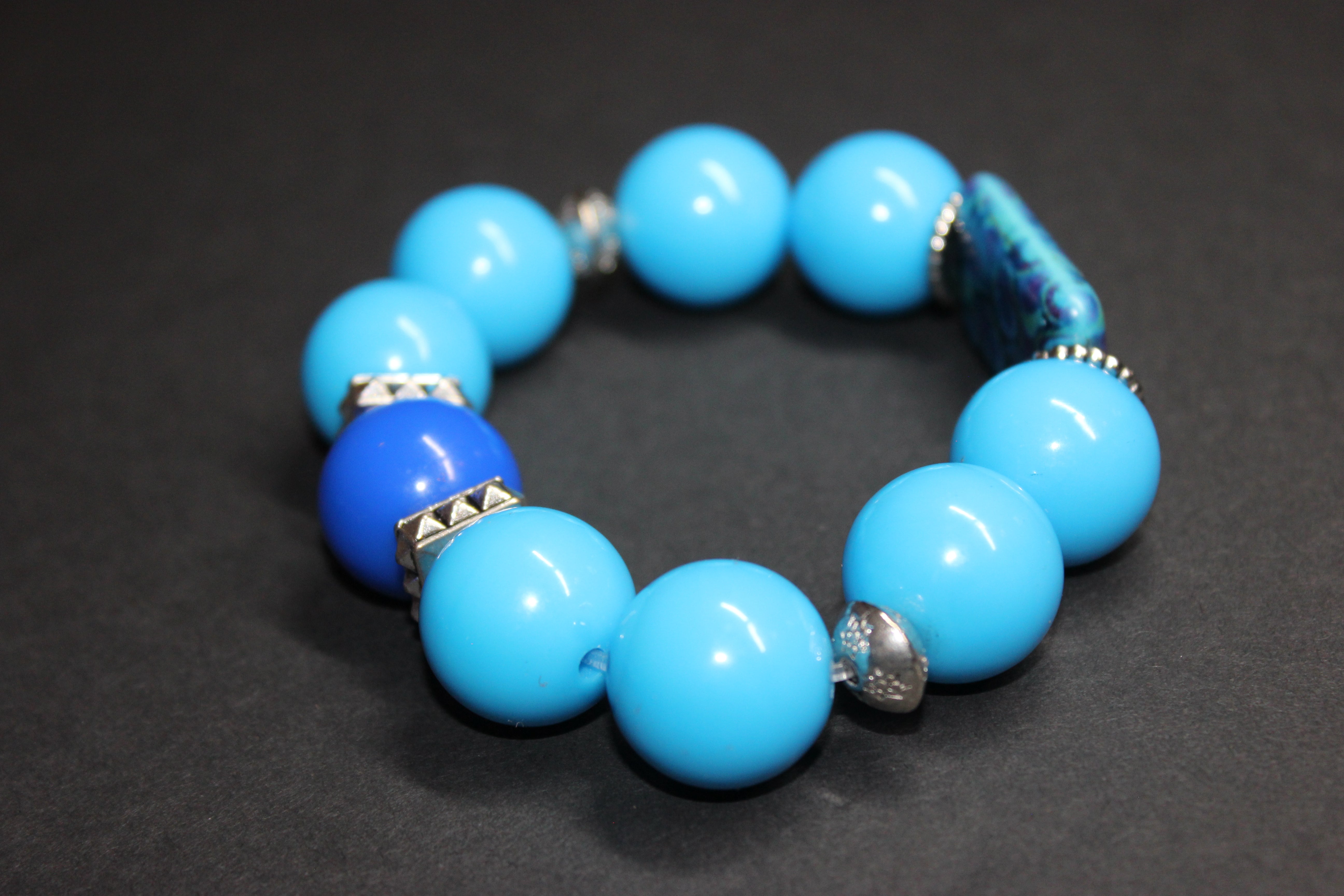 Shades Of Blue Large Beaded Bracelet