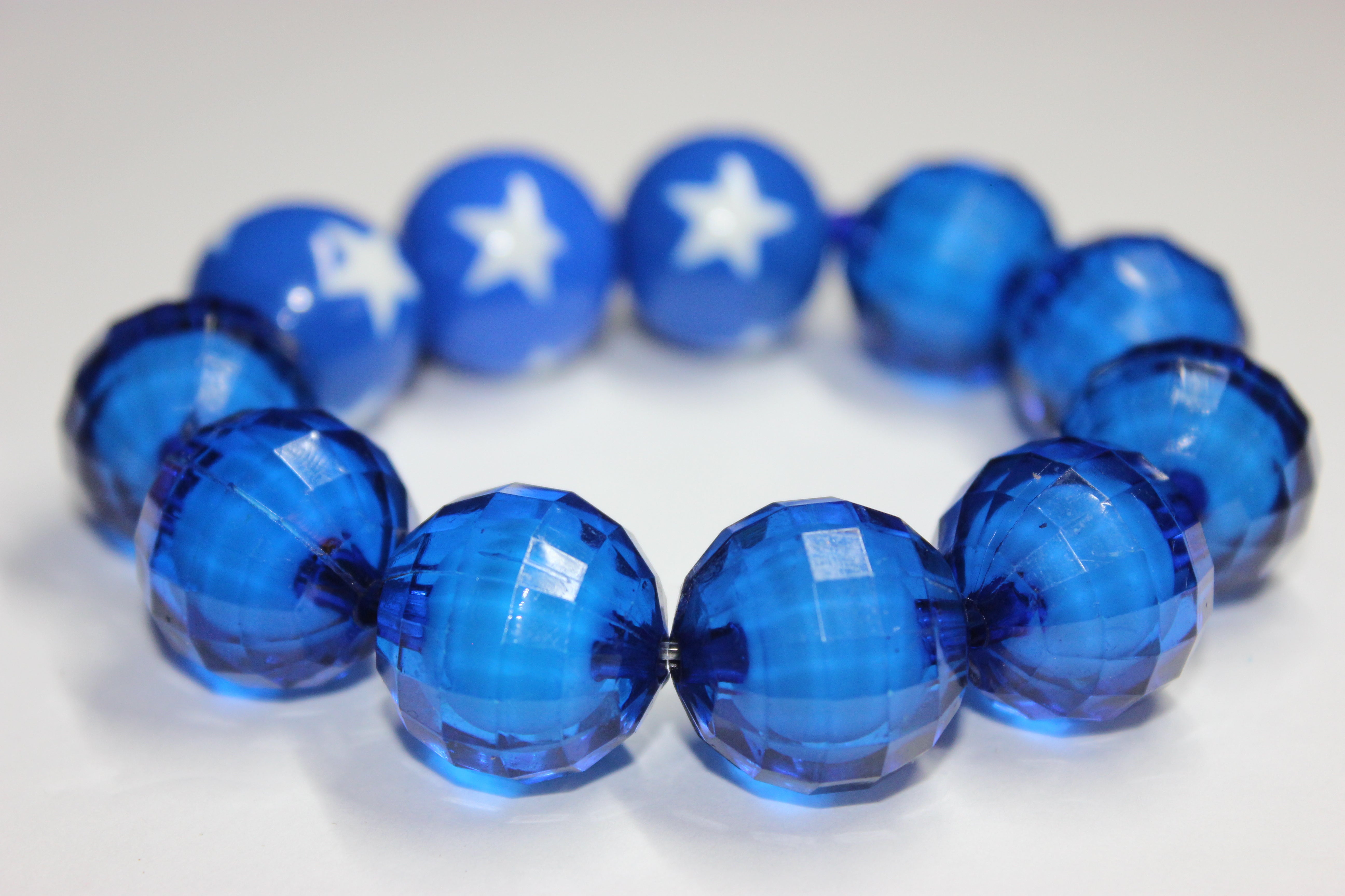 Blue & White Large Beaded Bracelet