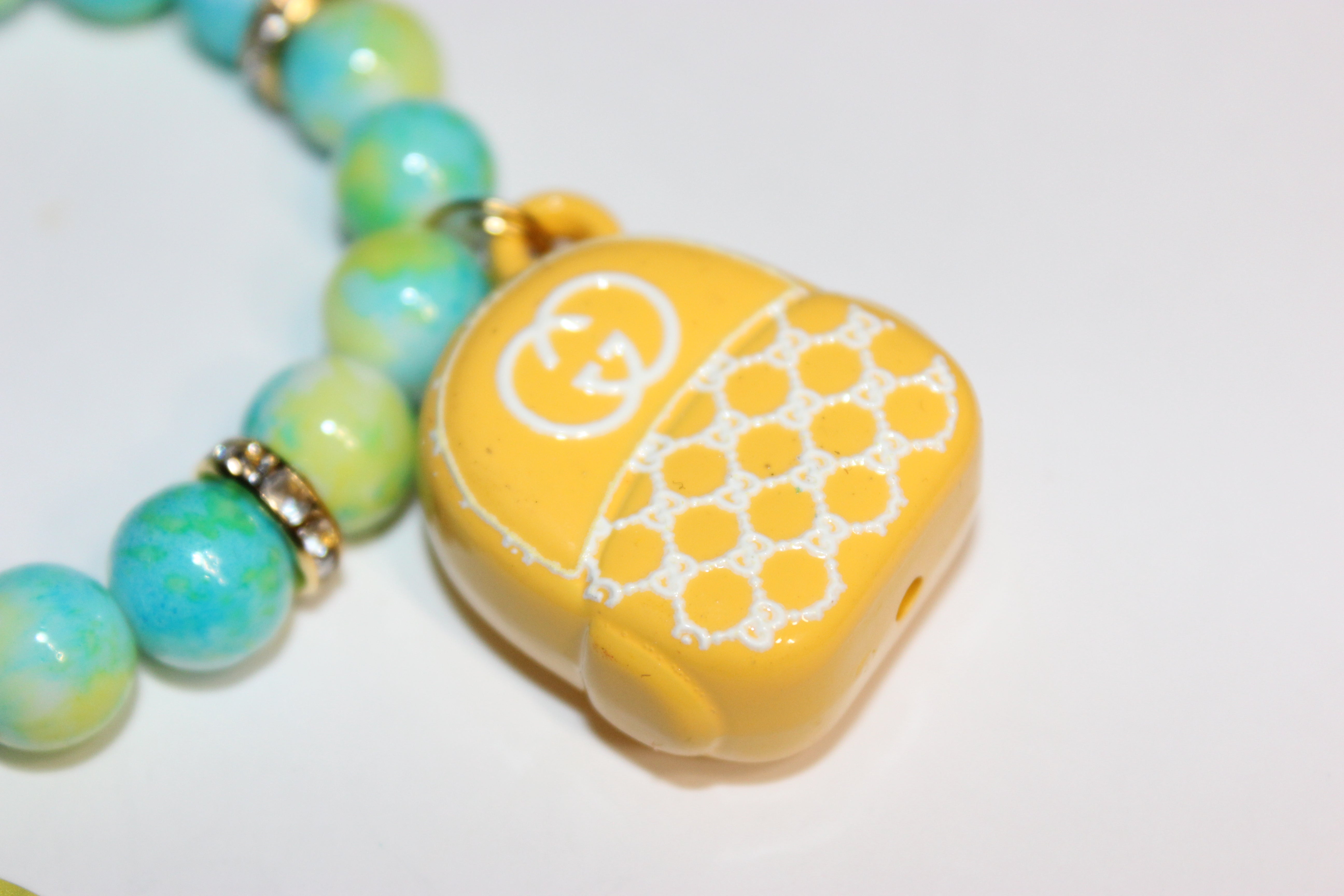 Yellow Green Aquamarine w/ Gold Charm Bracelet (1)