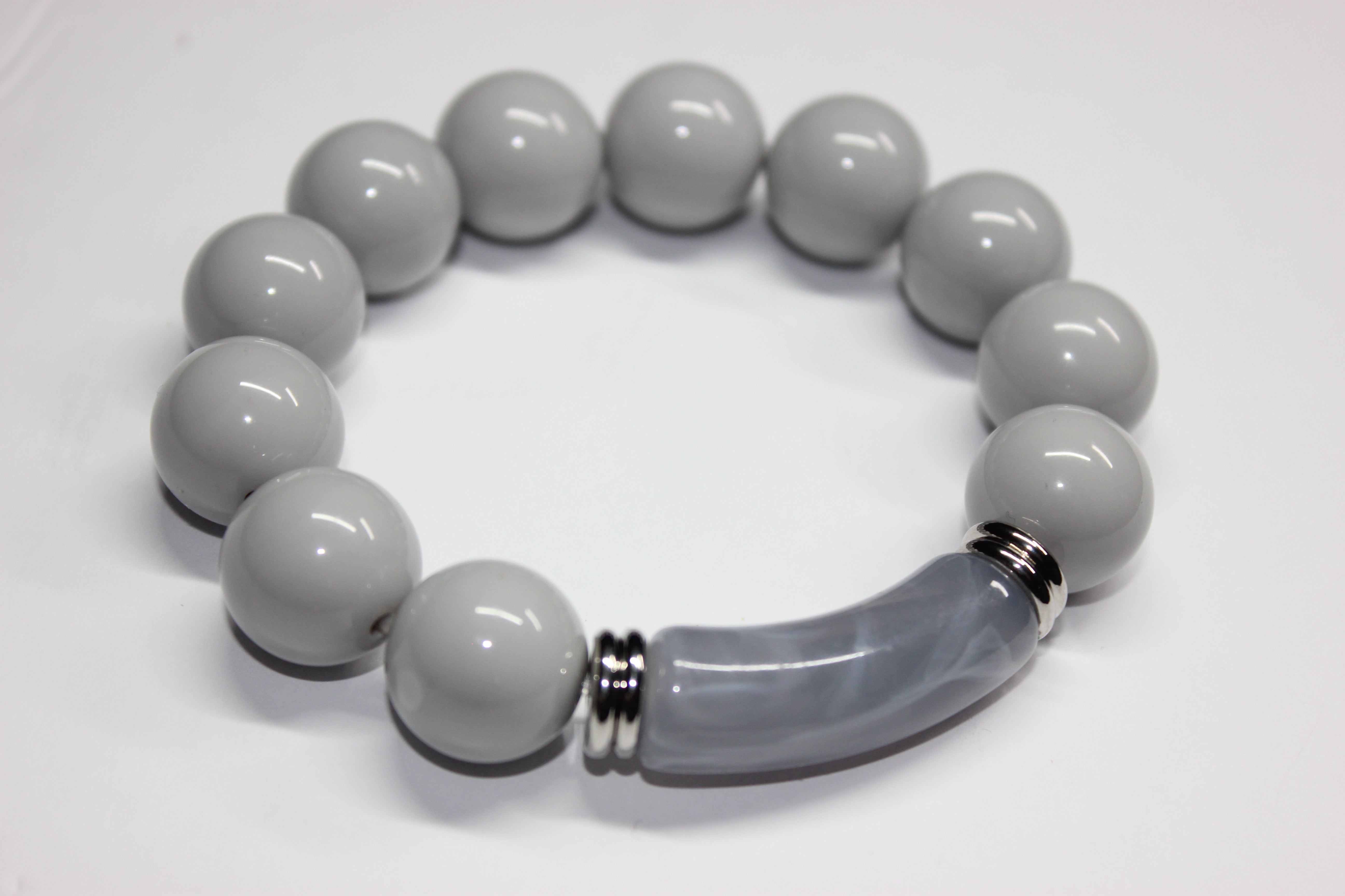 Shades Of Grey & Silver Beaded Bracelet
