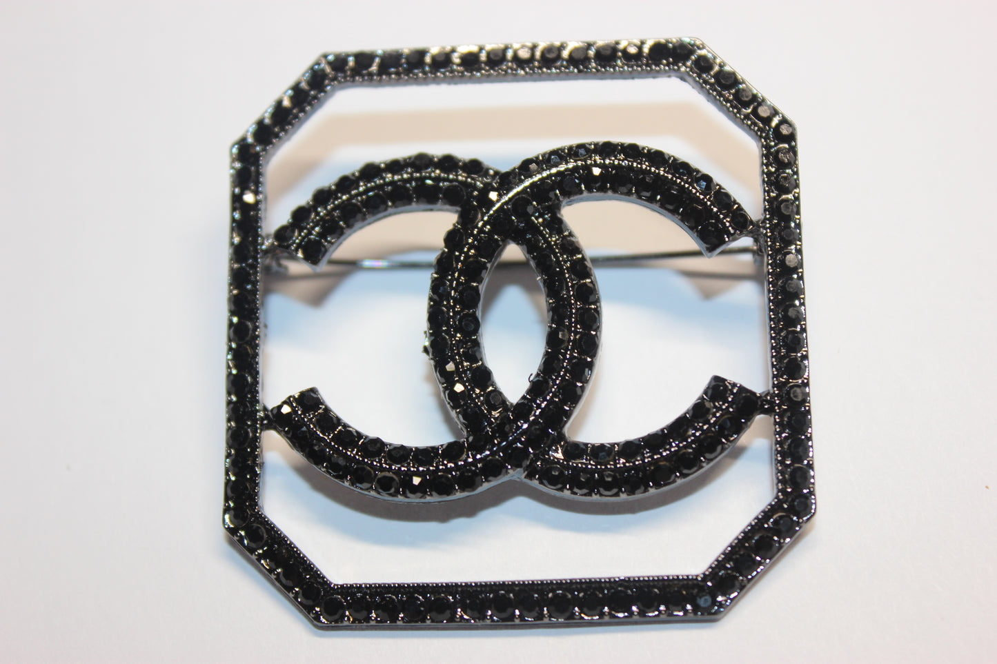 Black Rhinestone Brooch Pin