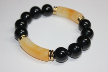 Earthtone Black & Gold Beaded Bracelet