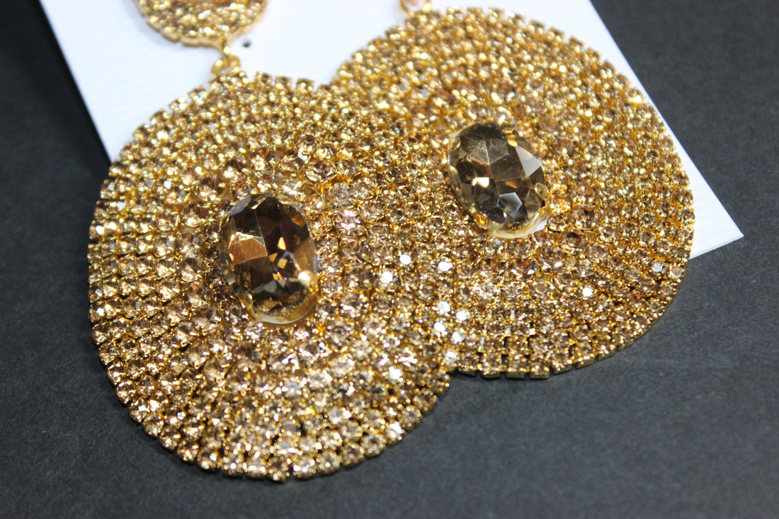 Gold & Champagne Rhinestone Earrings