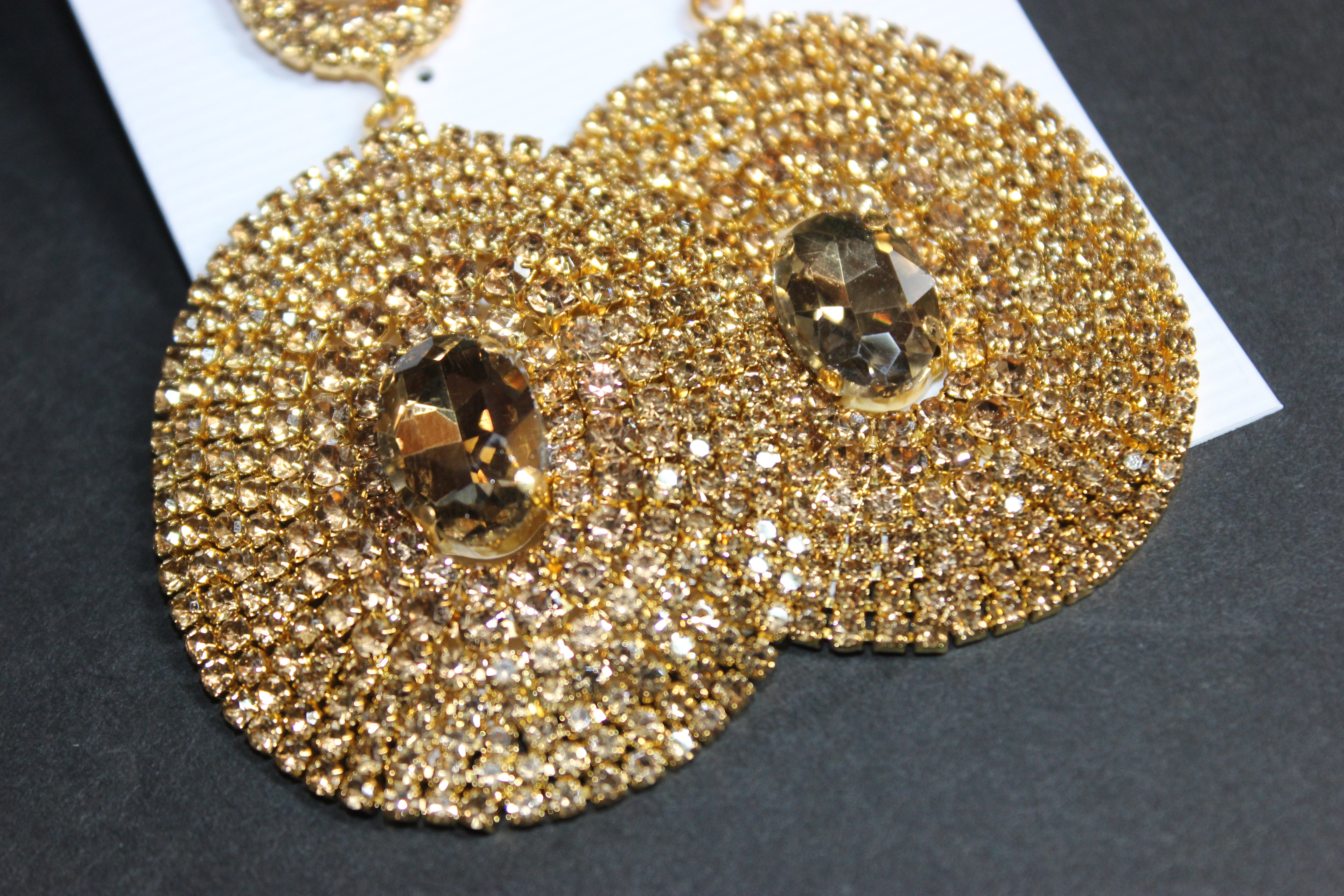 Gold & Champagne Rhinestone Earrings