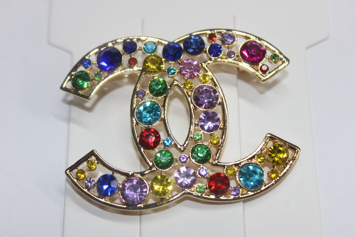 Multicolored Gold Brooch Pin