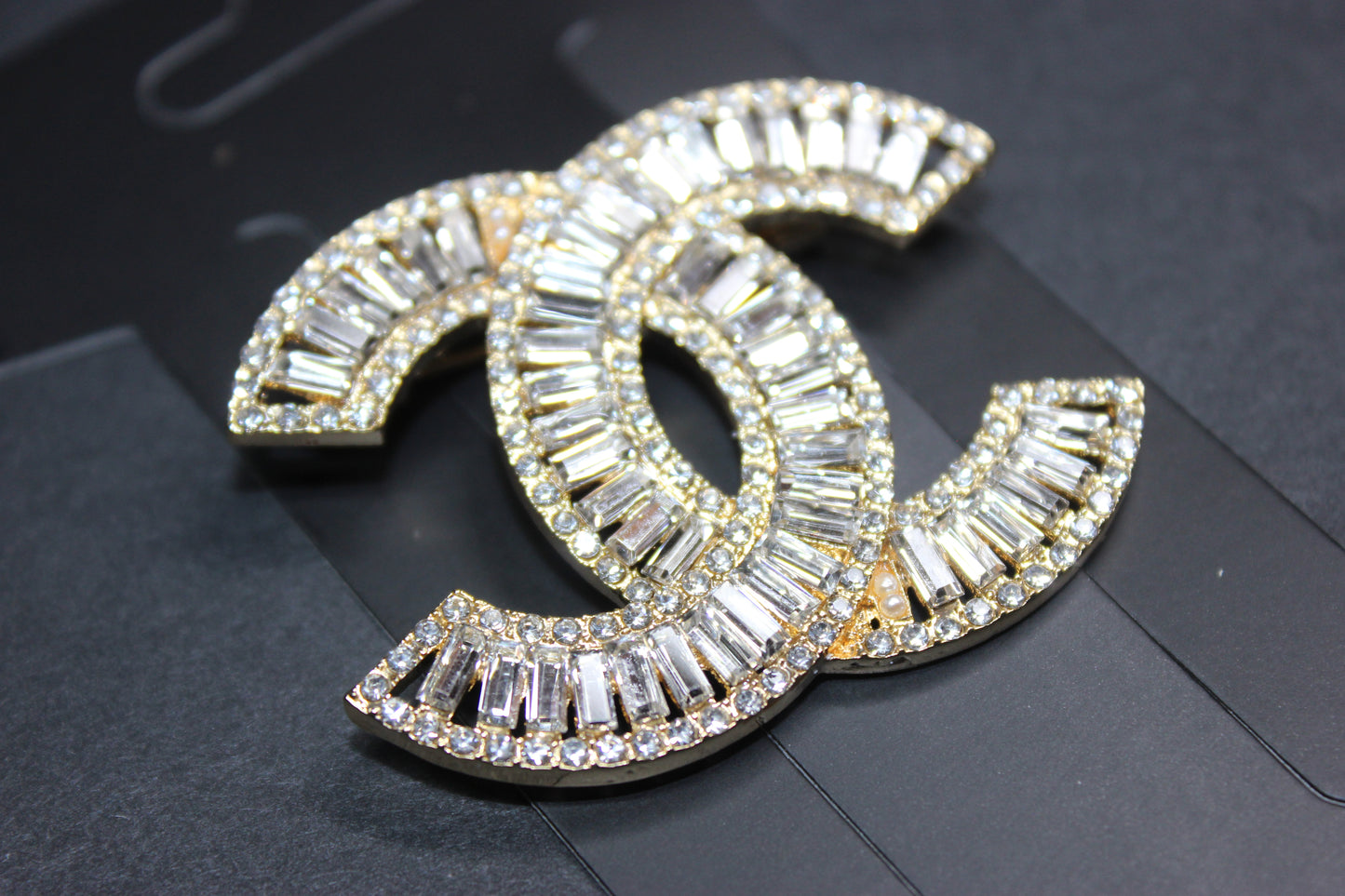 Gold & Rhinestone Brooch Pin