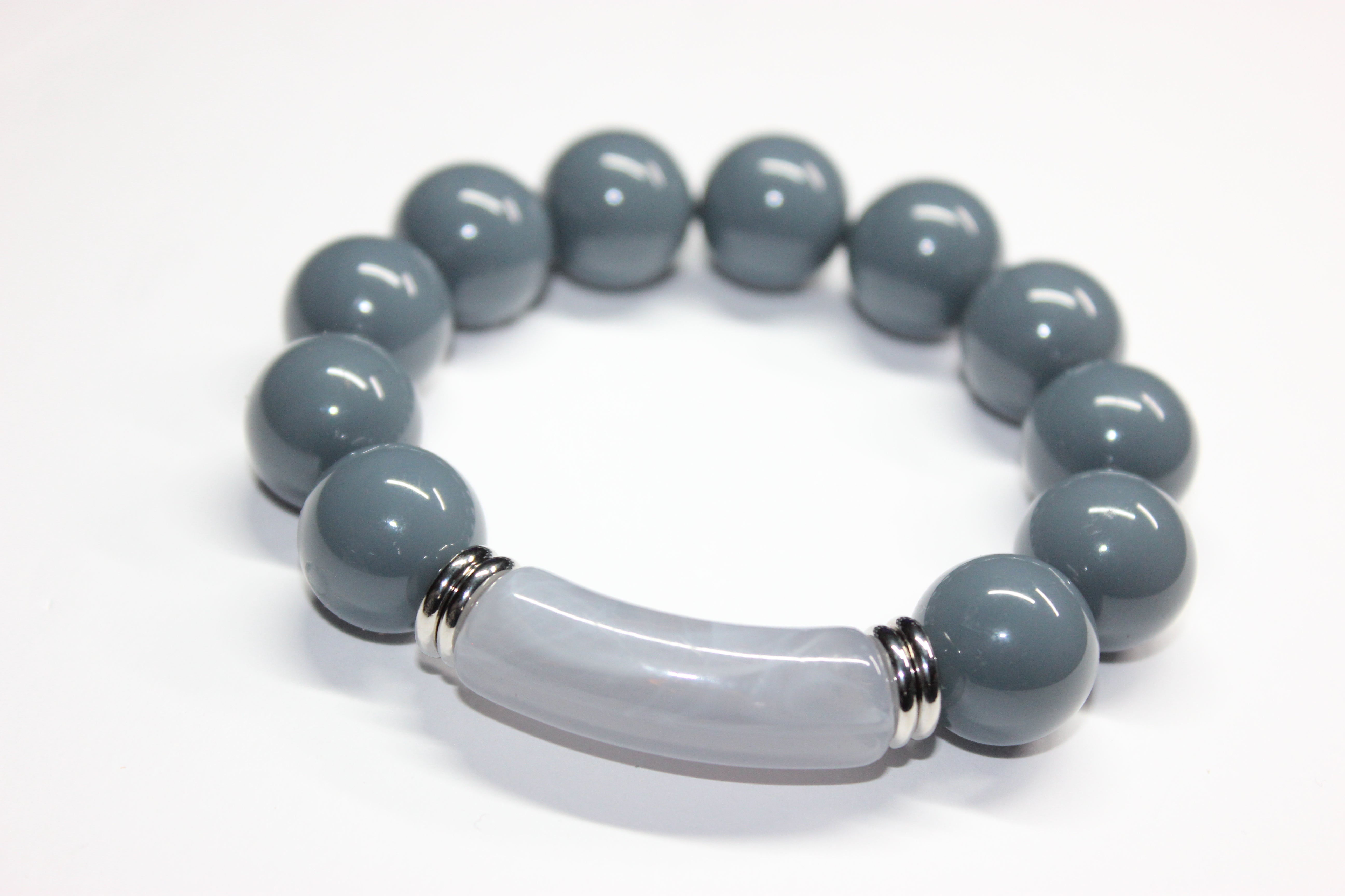 Shades Of Gray & Silver Beaded Bracelet