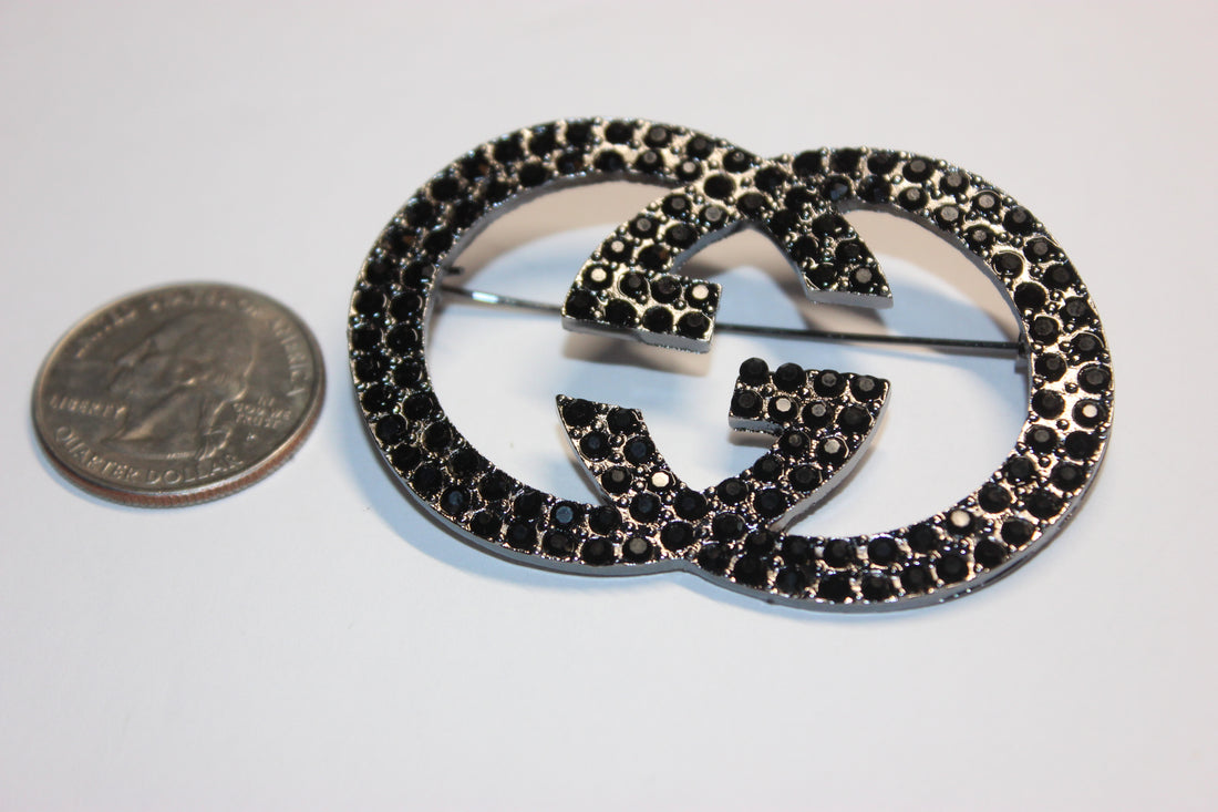 Black Rhinestone Brooch Pin