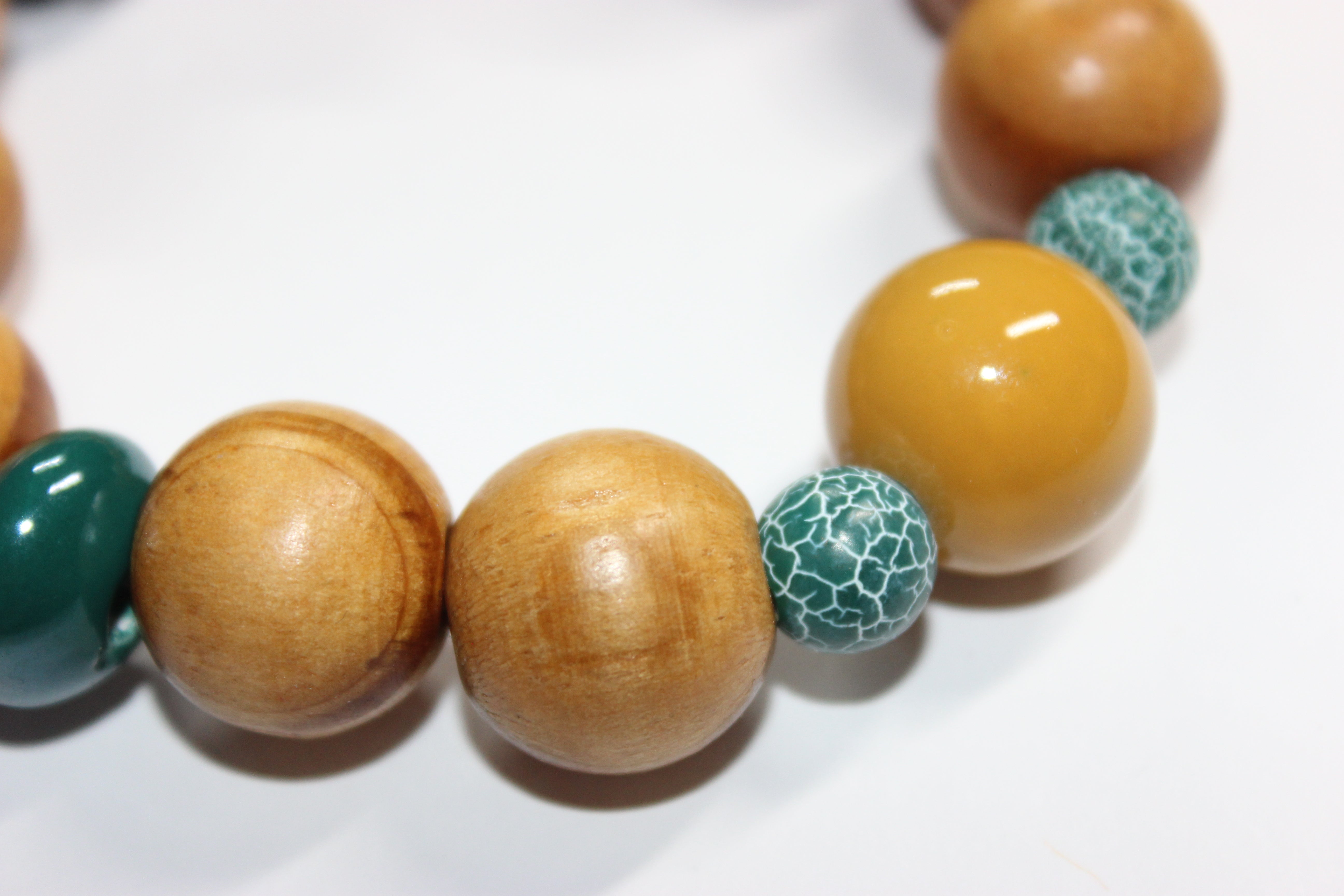 Wood Turquoise & Mustard Bracelet