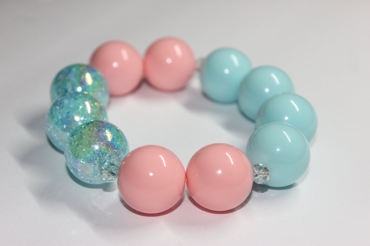 Shades Of Pink & Aquamarine Large Beaded Bracelet