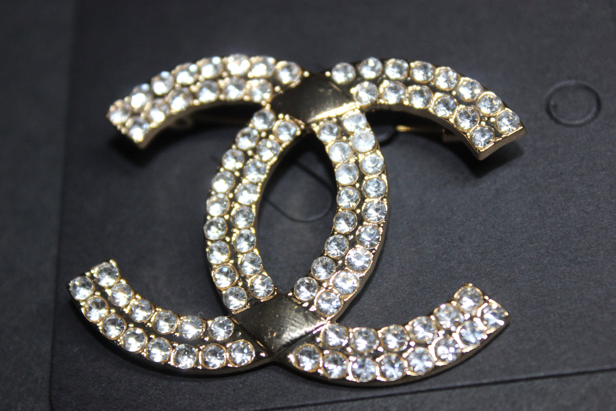 Gold Rhinestone Brooch Pin
