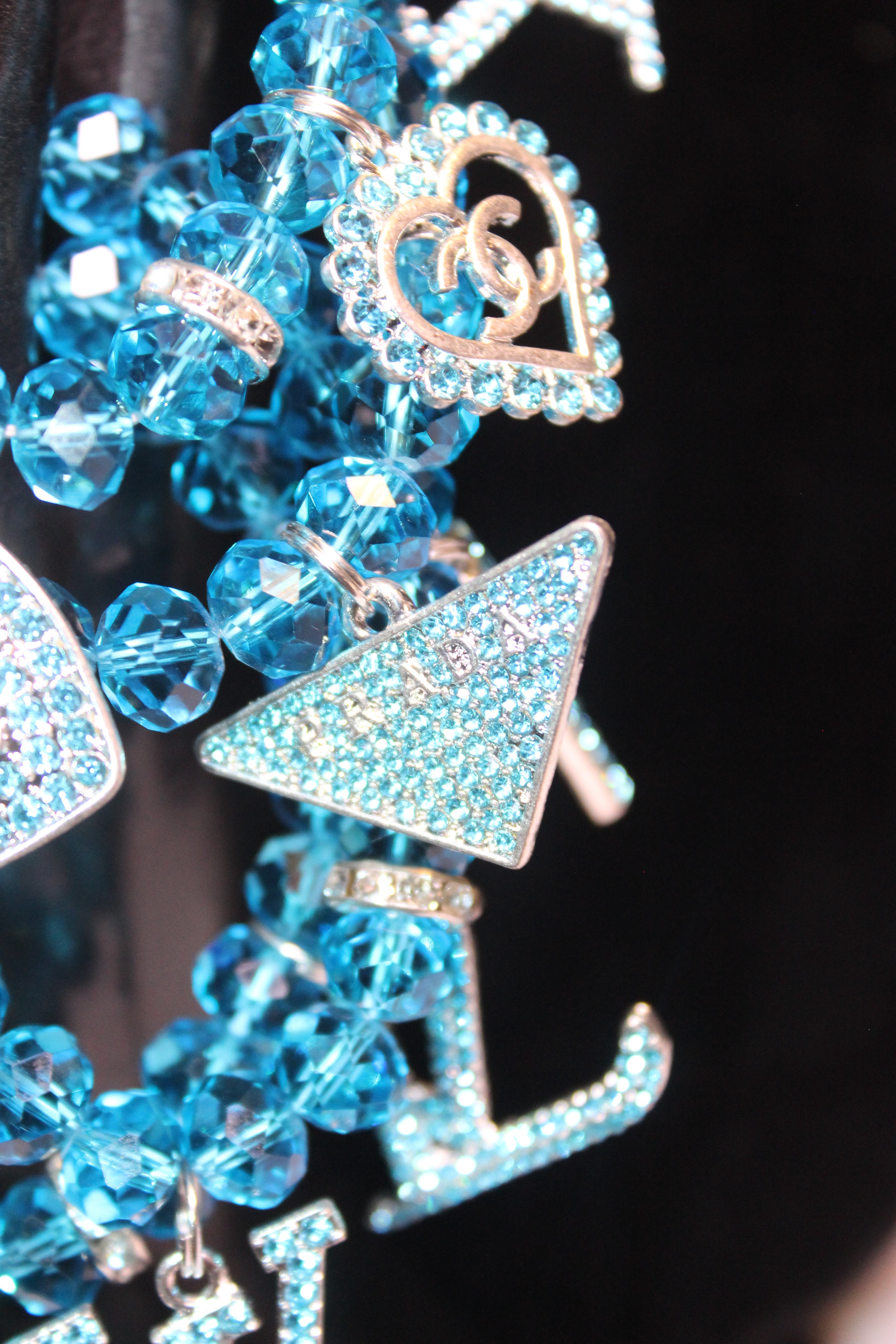 4 Piece Aquamarine Crystal Charm Bracelet Set