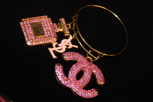 Pink & Gold Charm Bangle