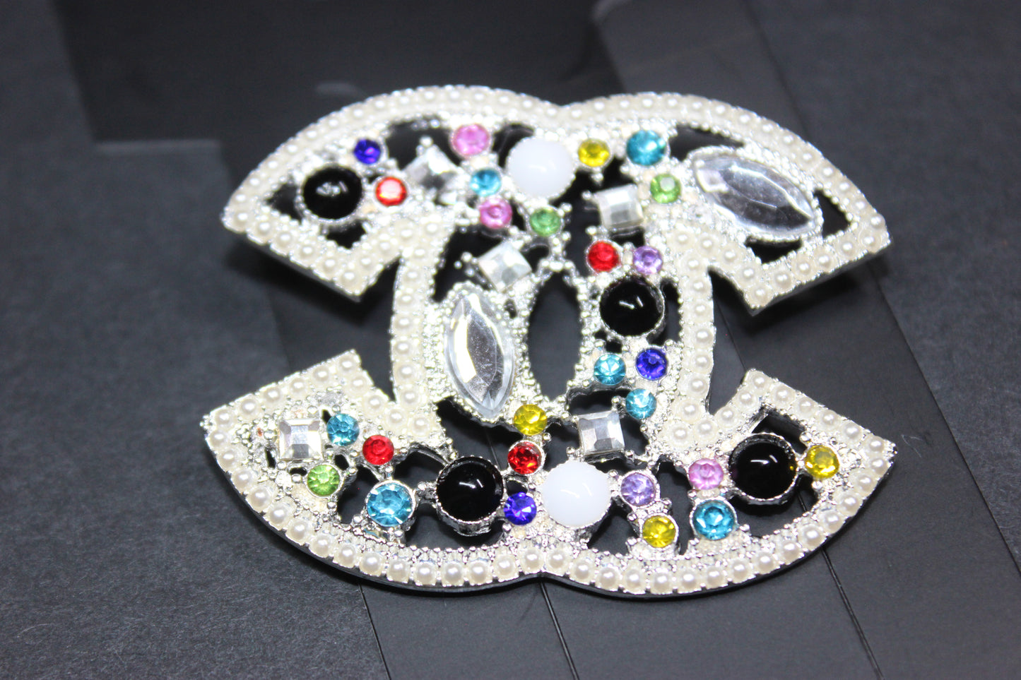 Colorful Pearl & Silver Brooch Pin